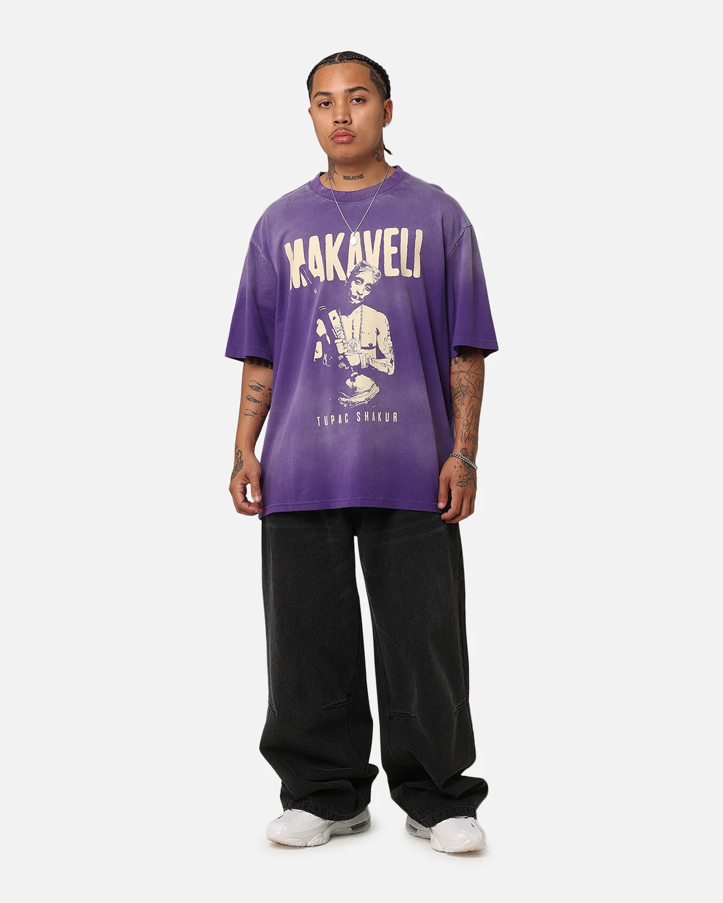 Tupac Makaveli Sunfade T-Shirt Sun Washed Blue - Image 2