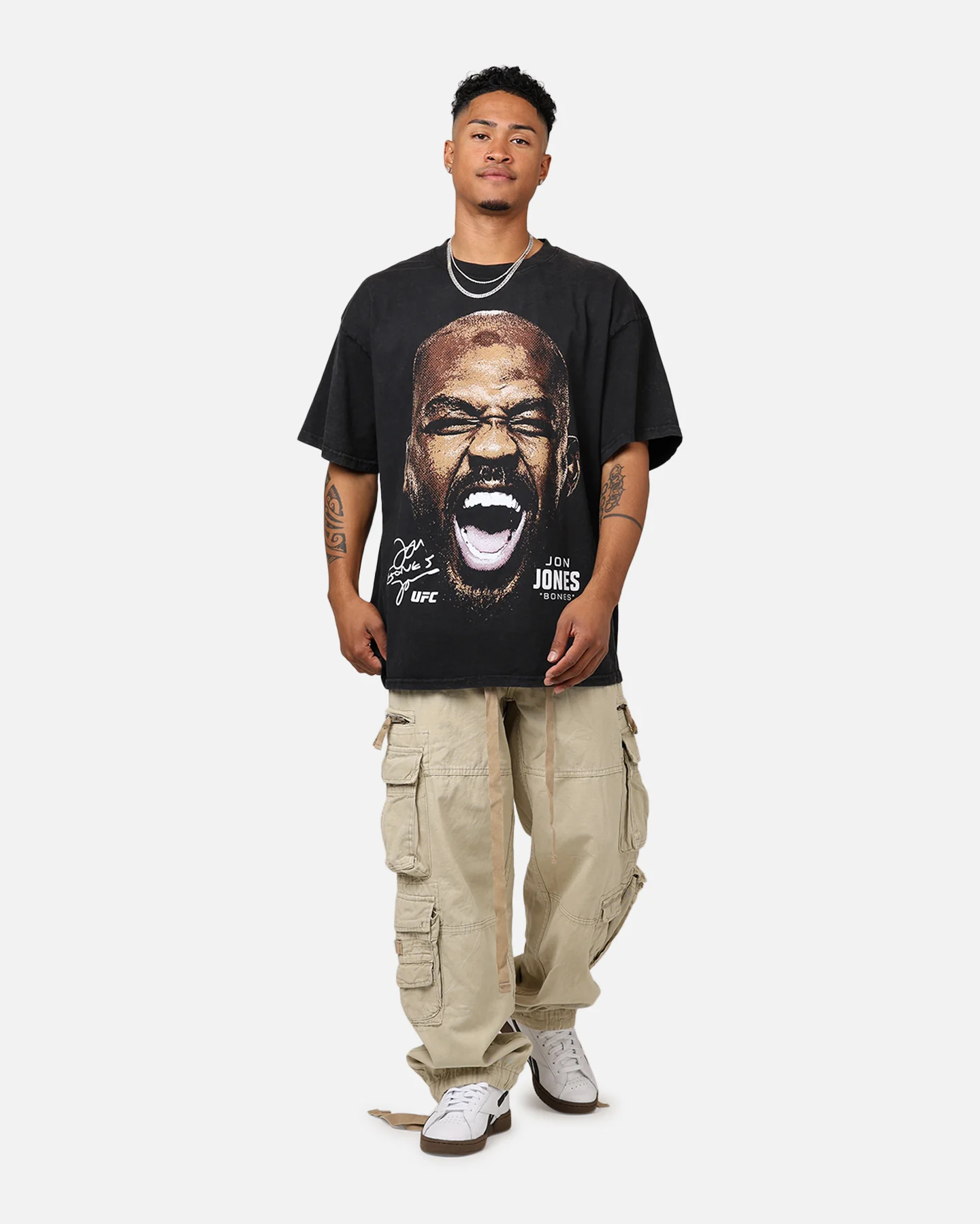 UFC By 73Studio Jon Jones Big Face T-Shirt Black Acidwash - Image 3