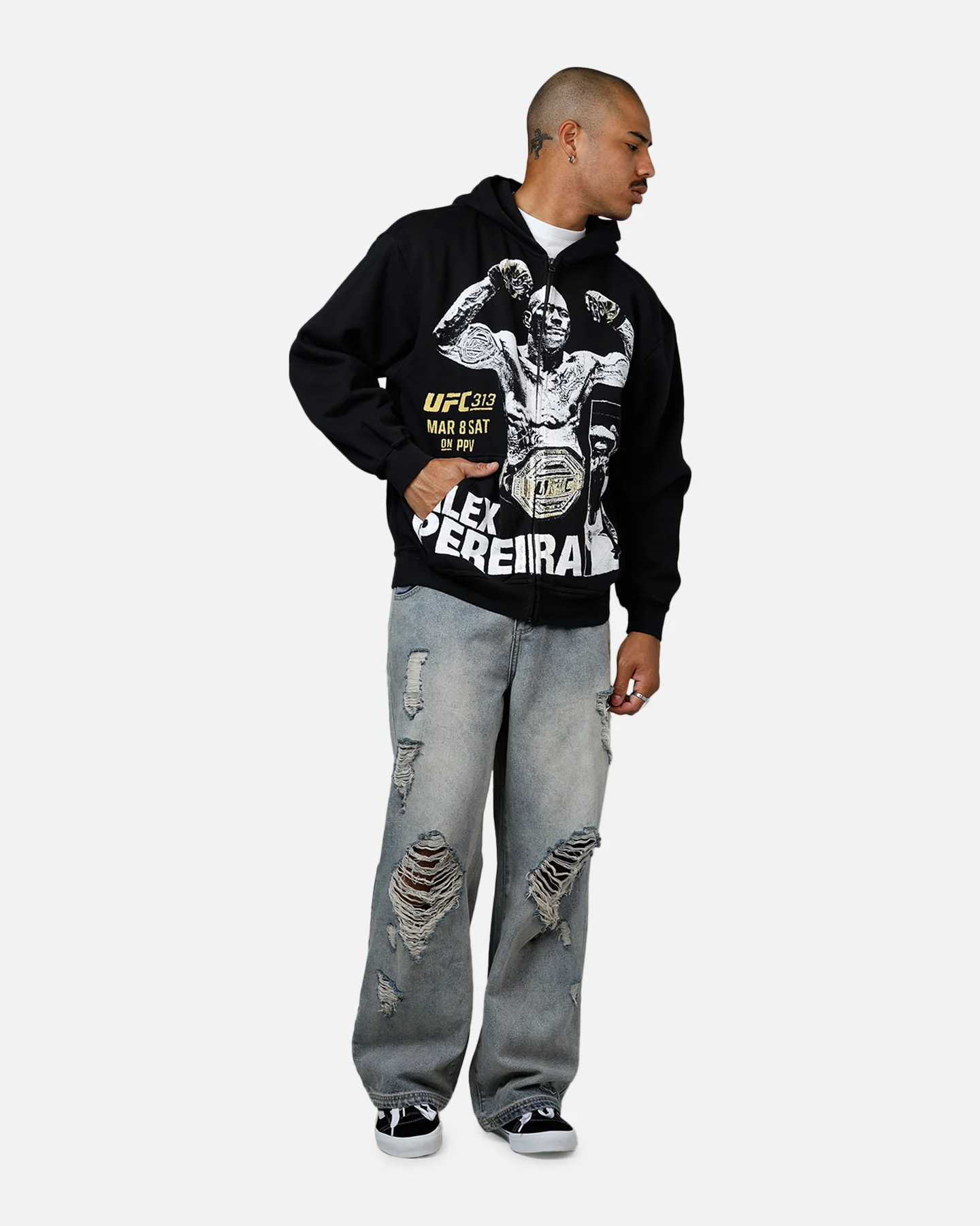 UFC By Culture Kings Alex Pereira 313 Zip-Up Hoodie Black - Image 3