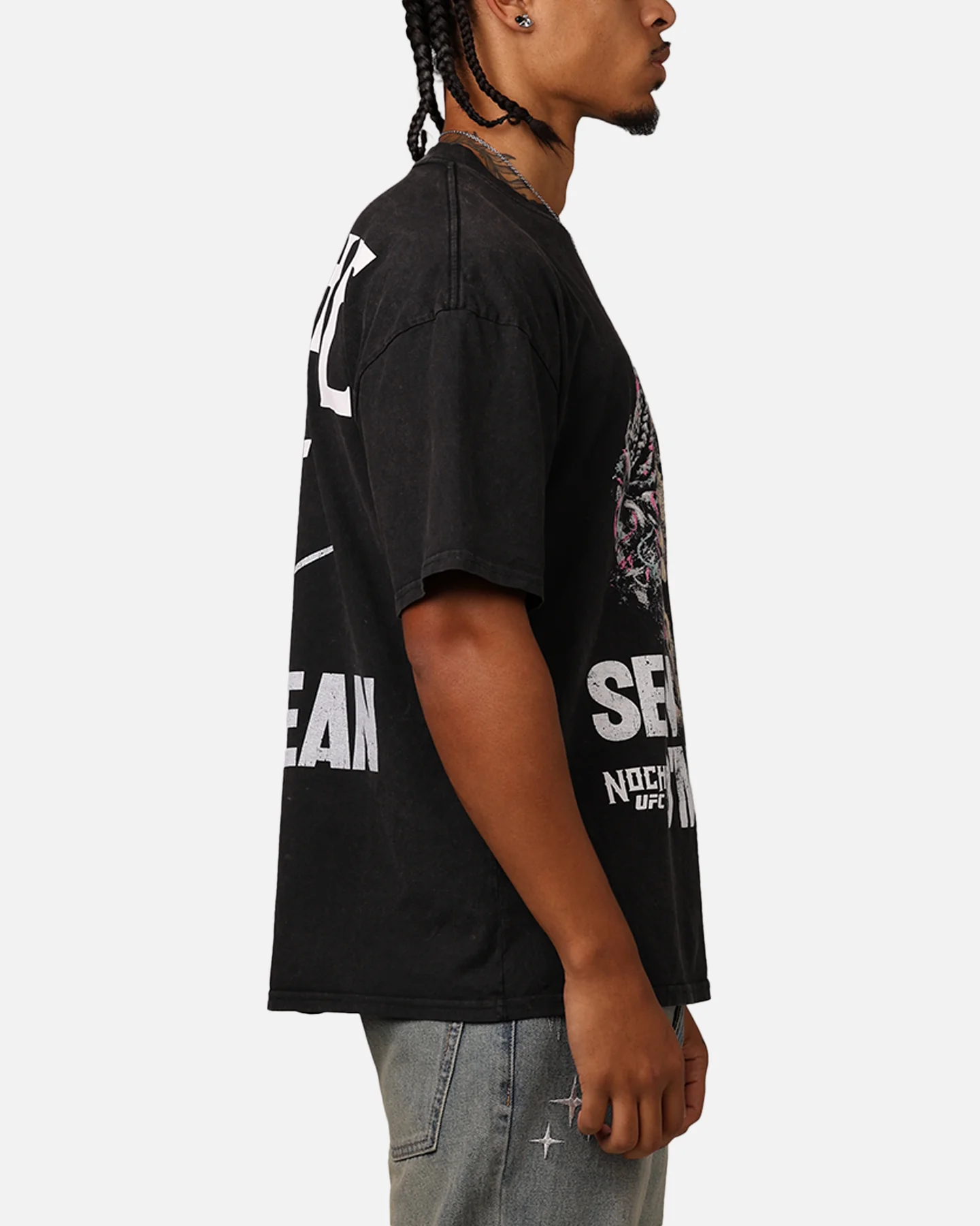 UFC By Culture Kings Suga Sean O'Malley Noche T-Shirt Black Acidwash - Image 4