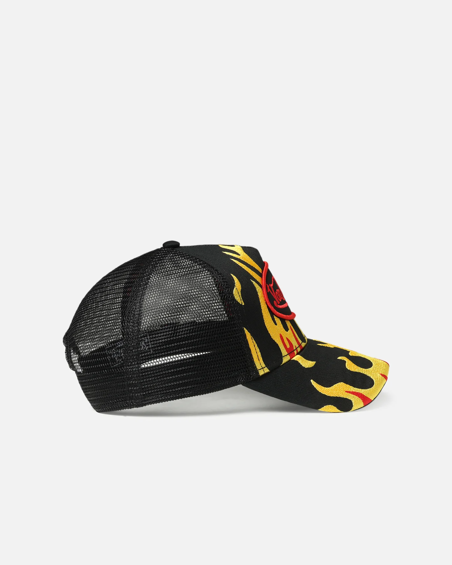 Von Dutch Fire Patch Trucker Snapback Black/Yellow - Image 3