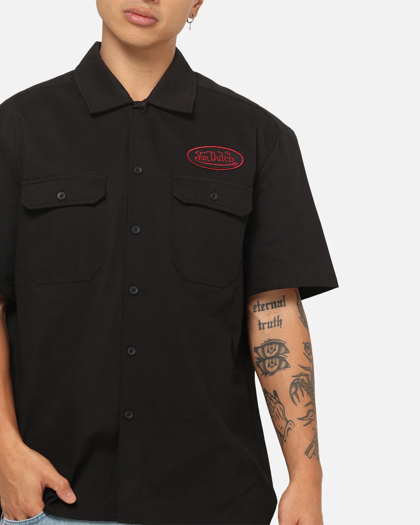Von Dutch Oval Button Up Shirt Black - Image 6