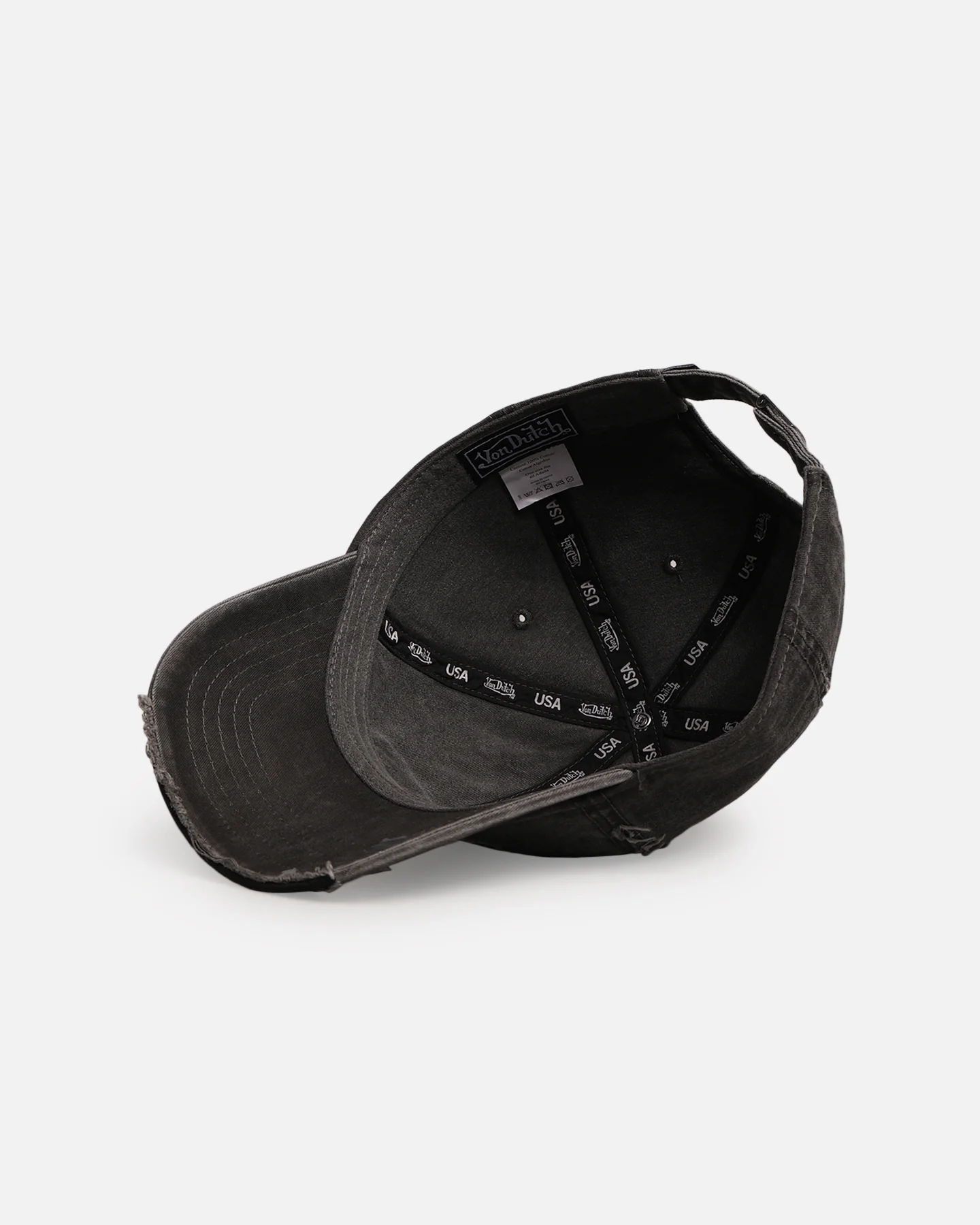 Von Dutch Von Dutch Distressed Twill Strapback Cap Black - Image 6