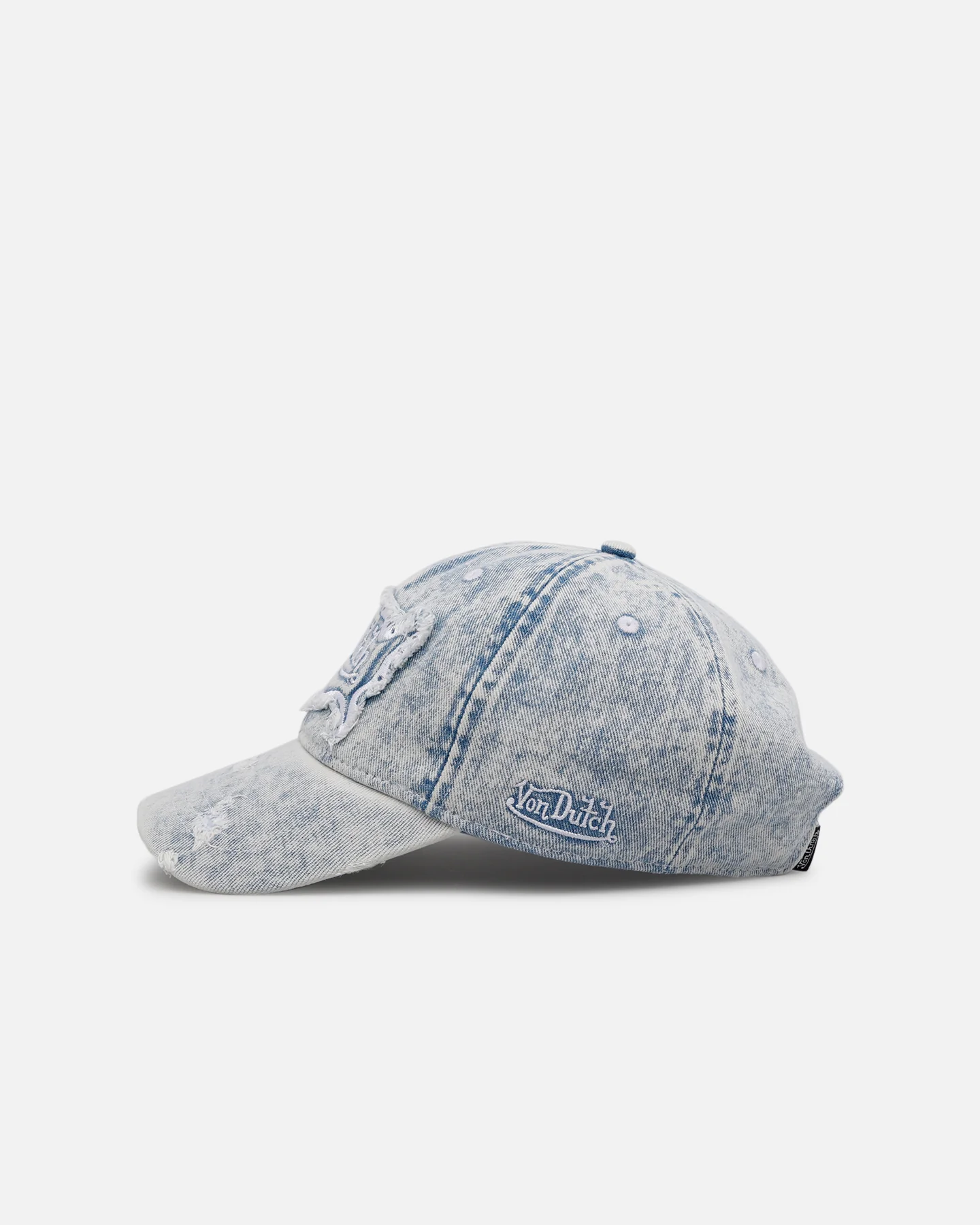 Von Dutch Washed Denim Dad Strapback Hat Light Blue - Image 4