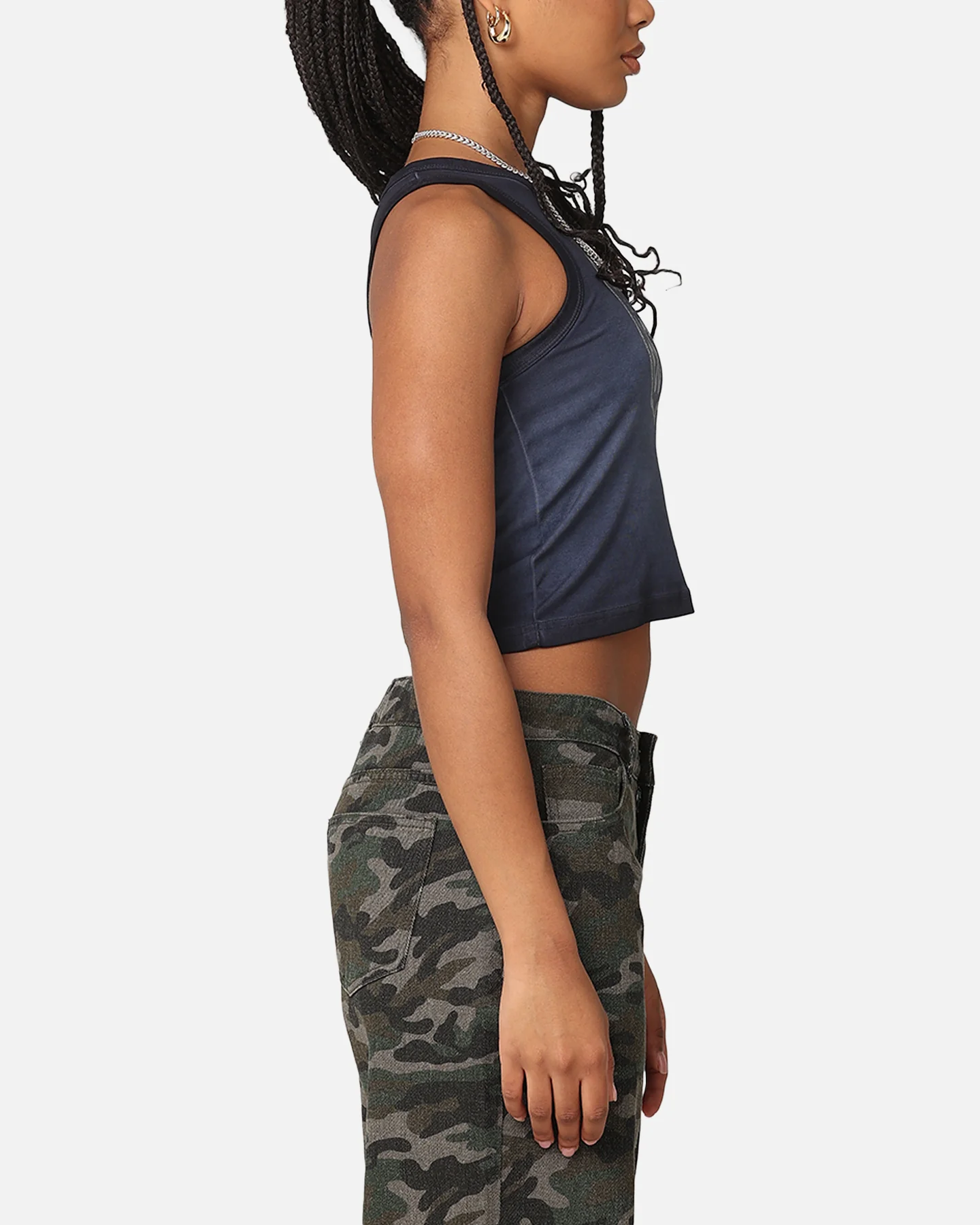 Willie Nelson Women's Route 66 Sunfade Cropped Tank Black Wash - Image 4