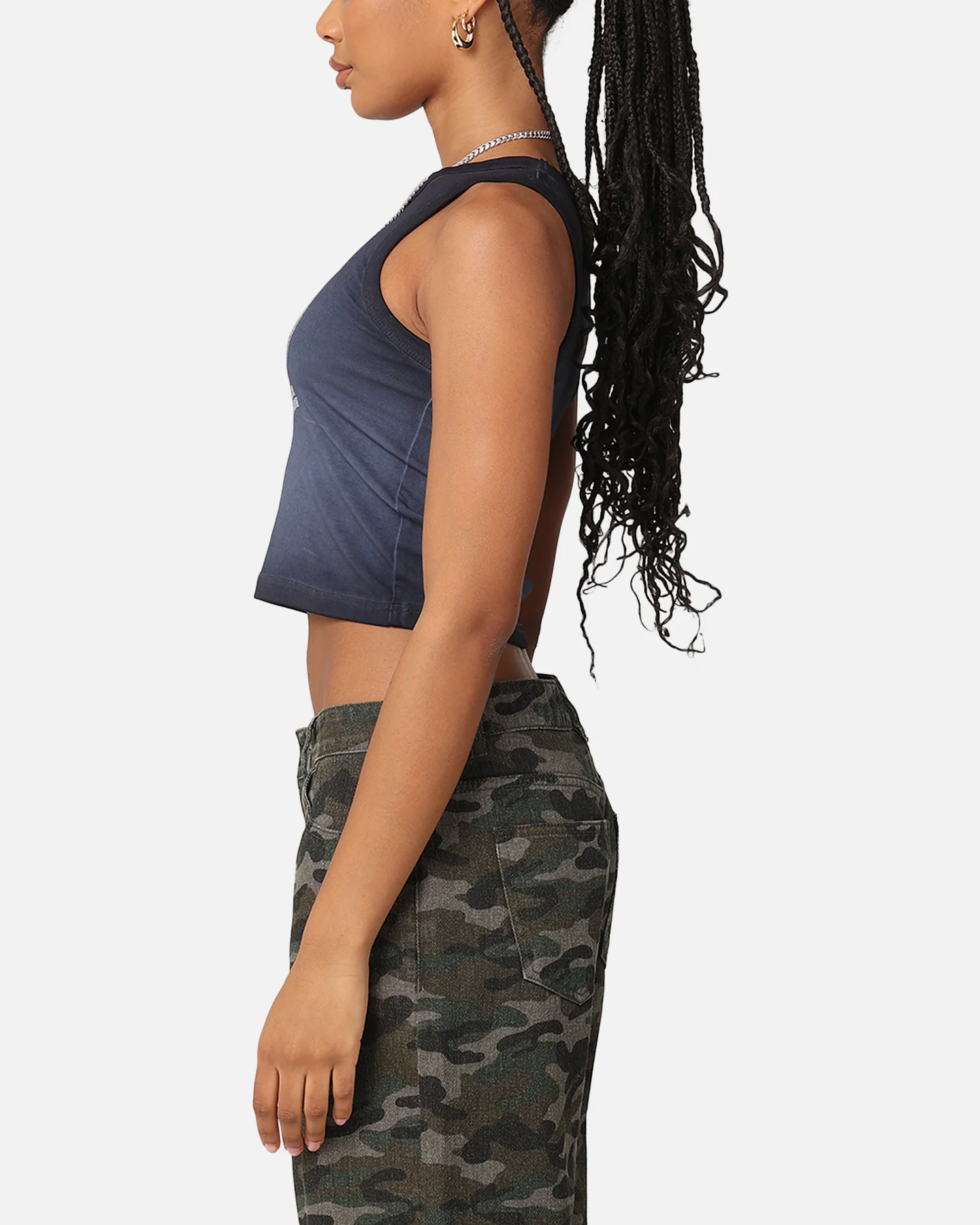 Willie Nelson Women's Route 66 Sunfade Cropped Tank Black Wash - Image 5