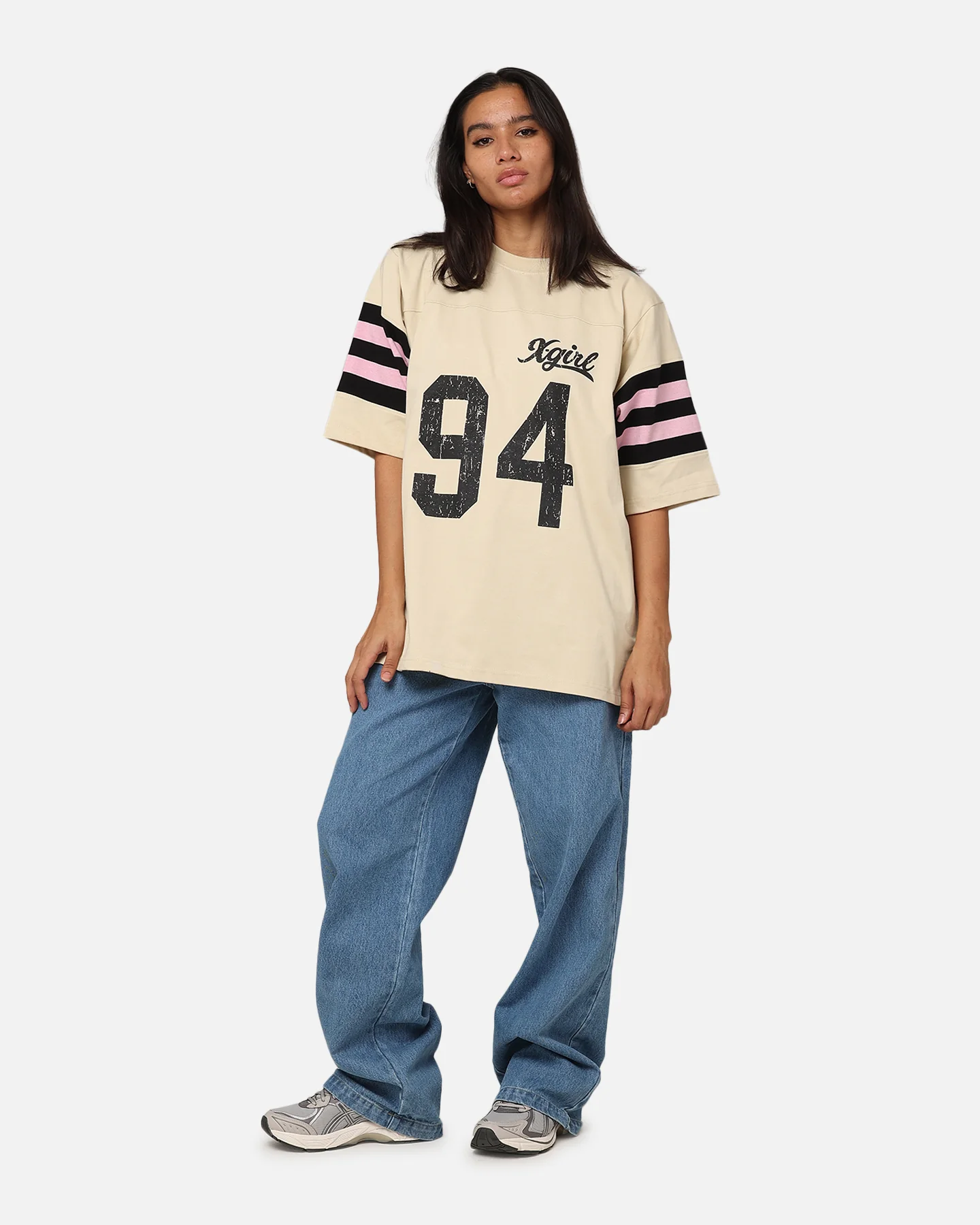 X-Girl Women's Number Sweat T-Shirt Cream - Image 2