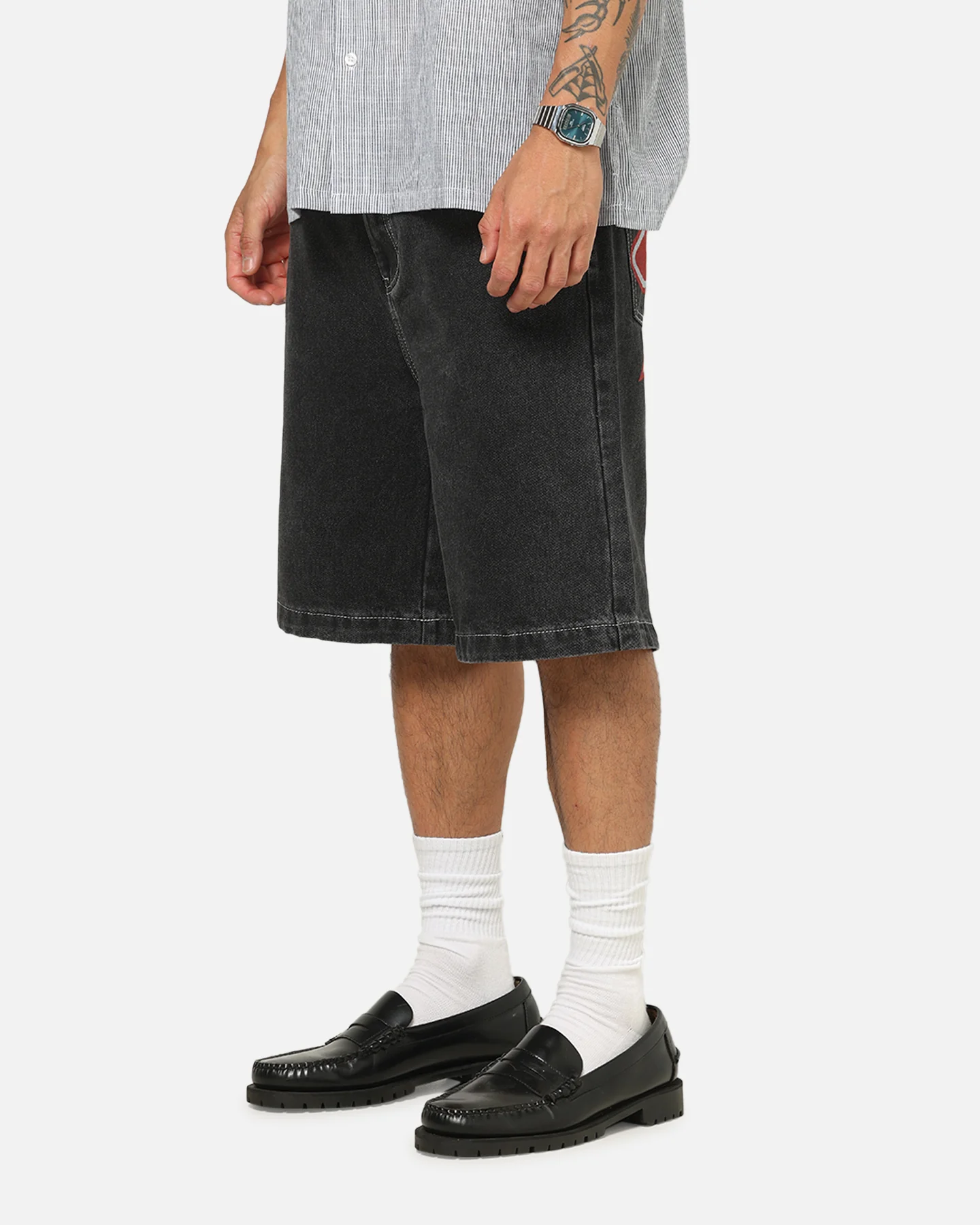 X-Large 91 Star Bull Denim Shorts Washed Black - Image 5
