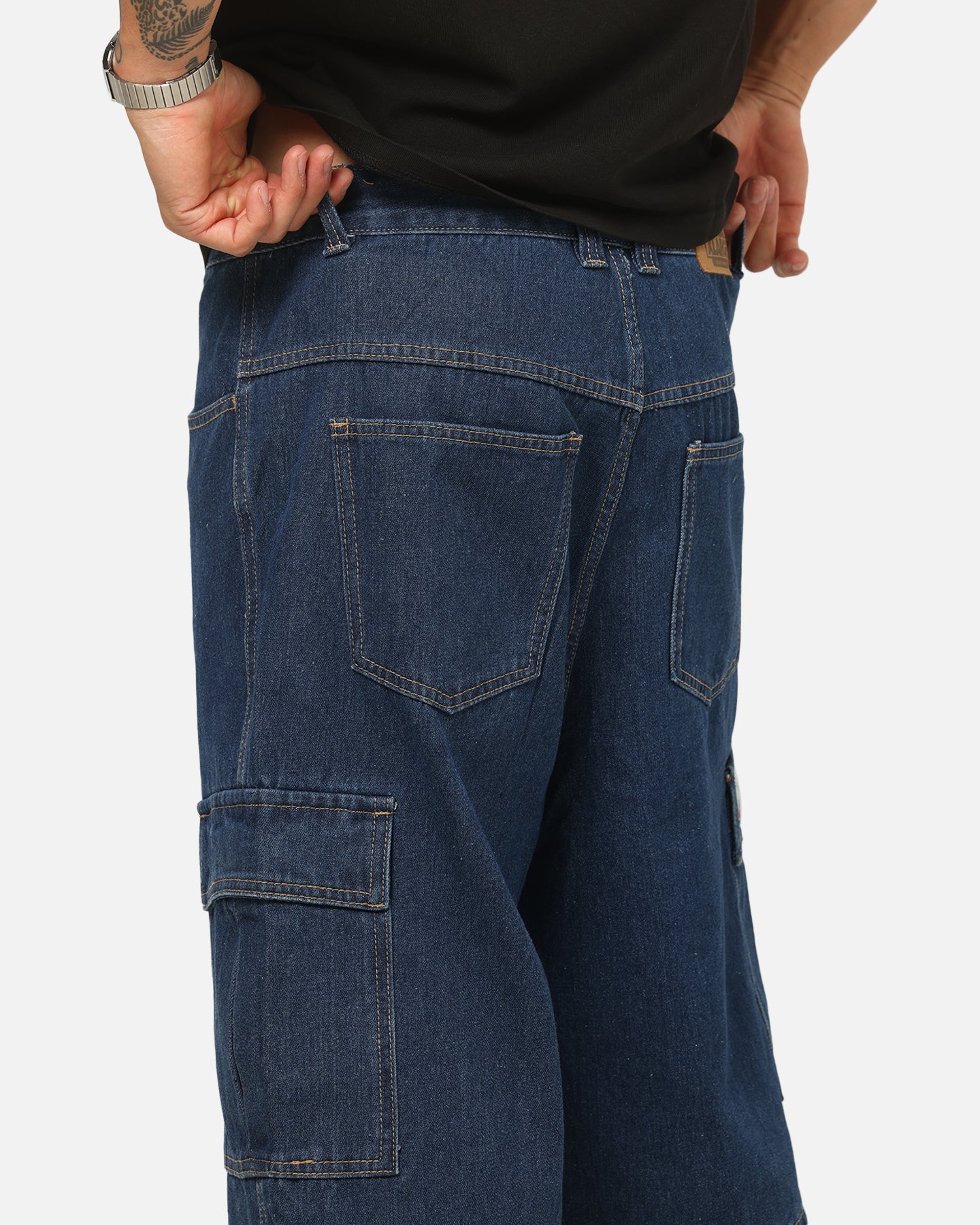 X-Large Baggy Cargo Denim 91 Shorts Dark Indigo - Image 4