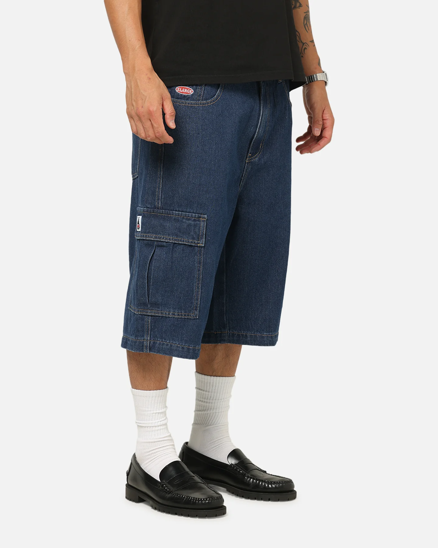 X-Large Baggy Cargo Denim 91 Shorts Dark Indigo - Image 5