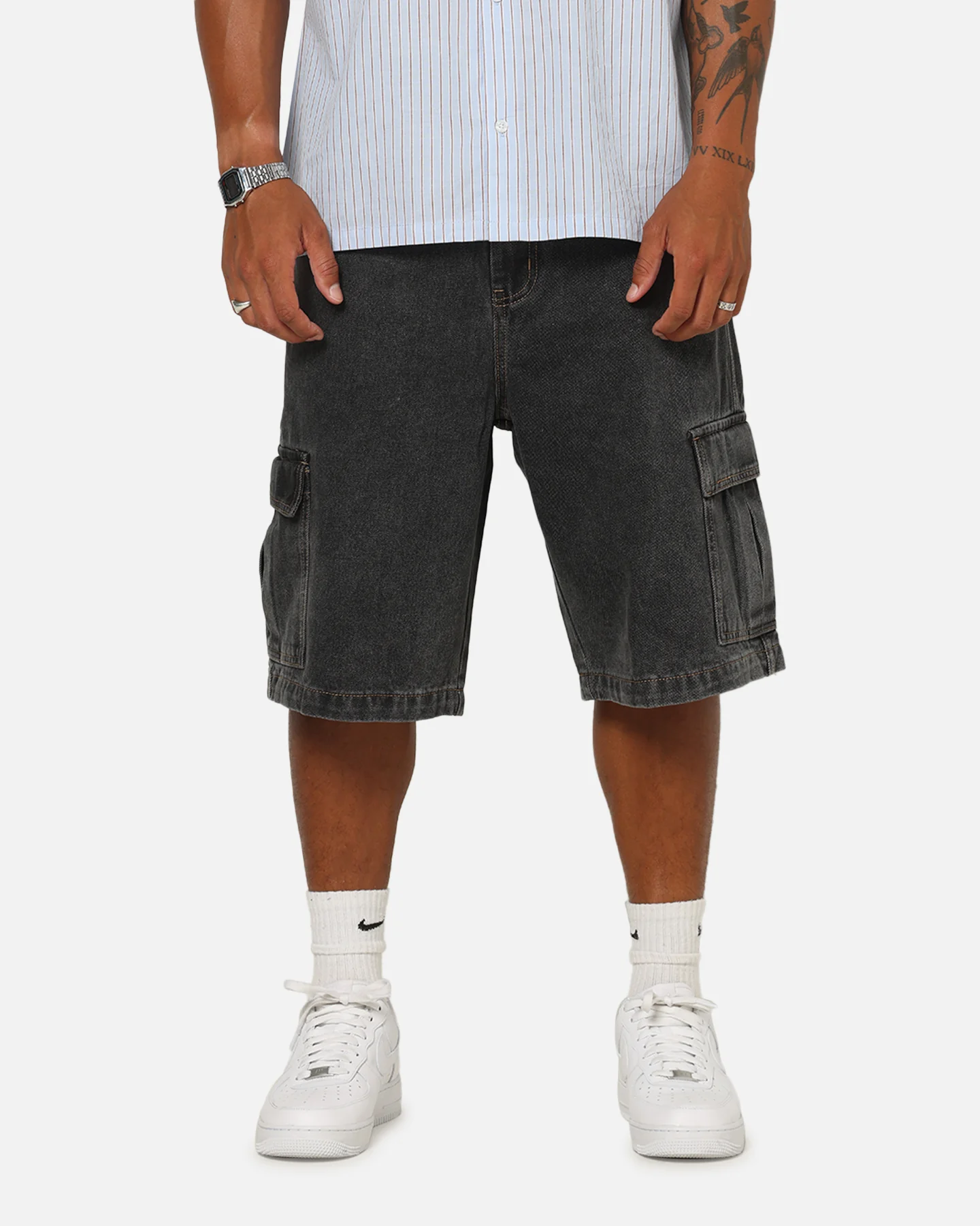 X-Large Baggy Cargo Denim 91 Shorts Washed Black - Image 6