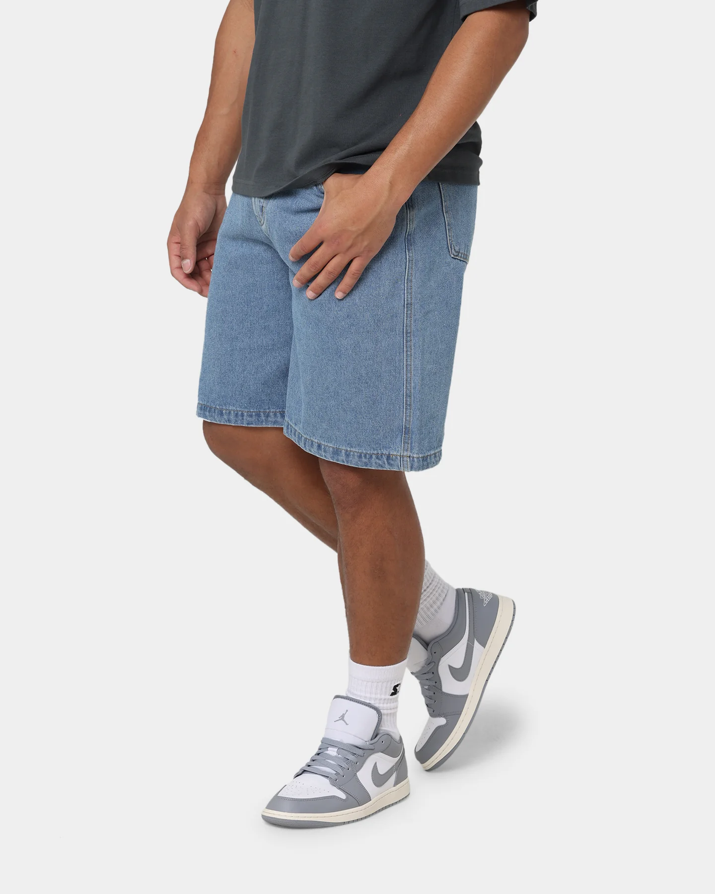 X-Large Bull Denim 91 Shorts Mid Blue - Image 6