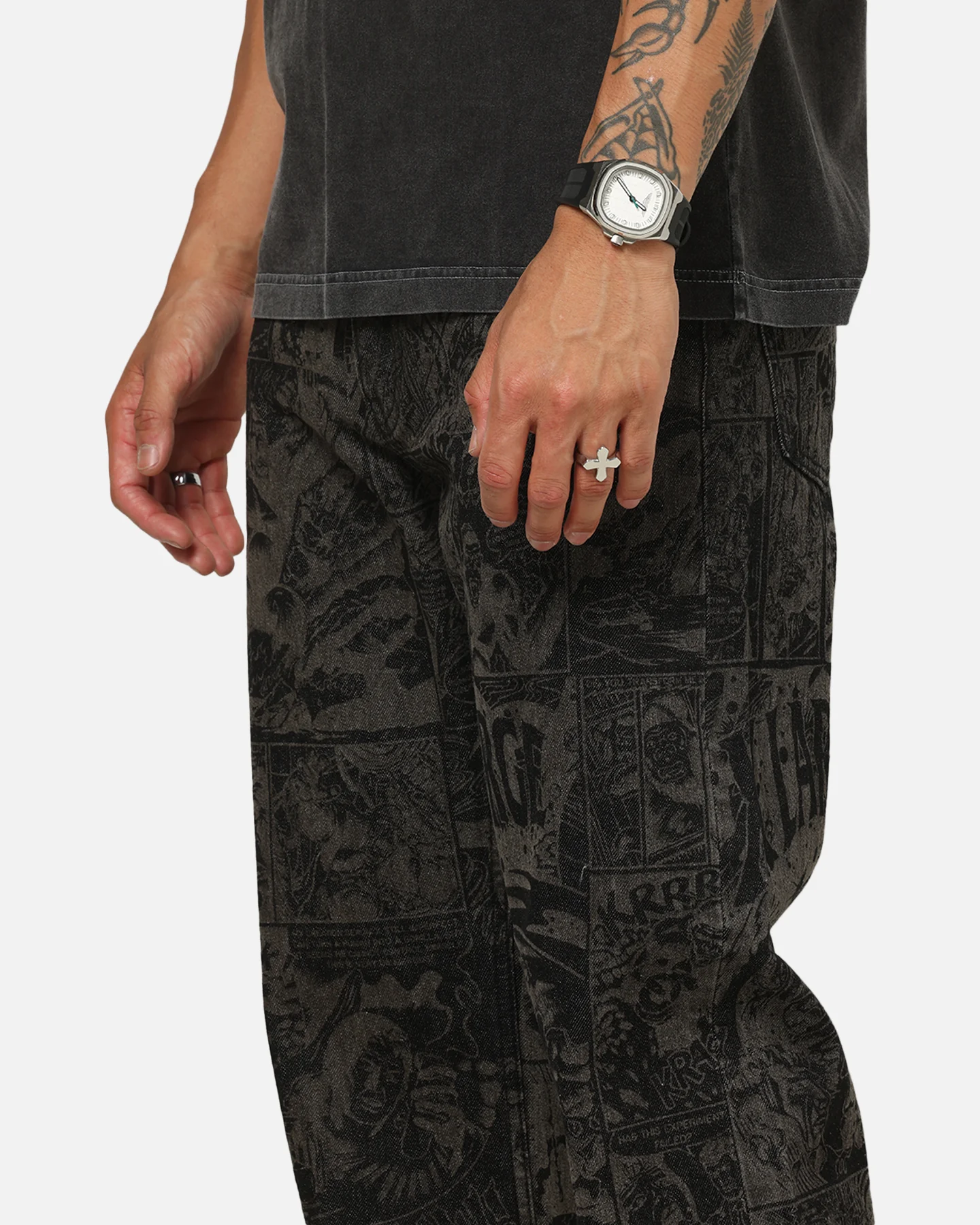 X-Large Comic Denim Pants Black - Image 3