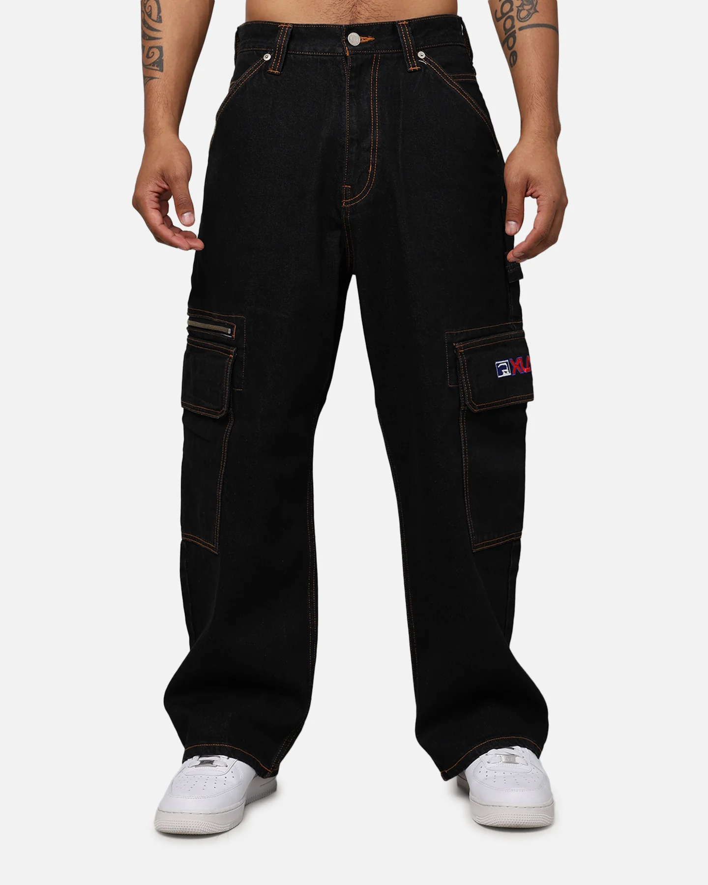 X-Large Inc Denim Cargo Pants Black - Image 7