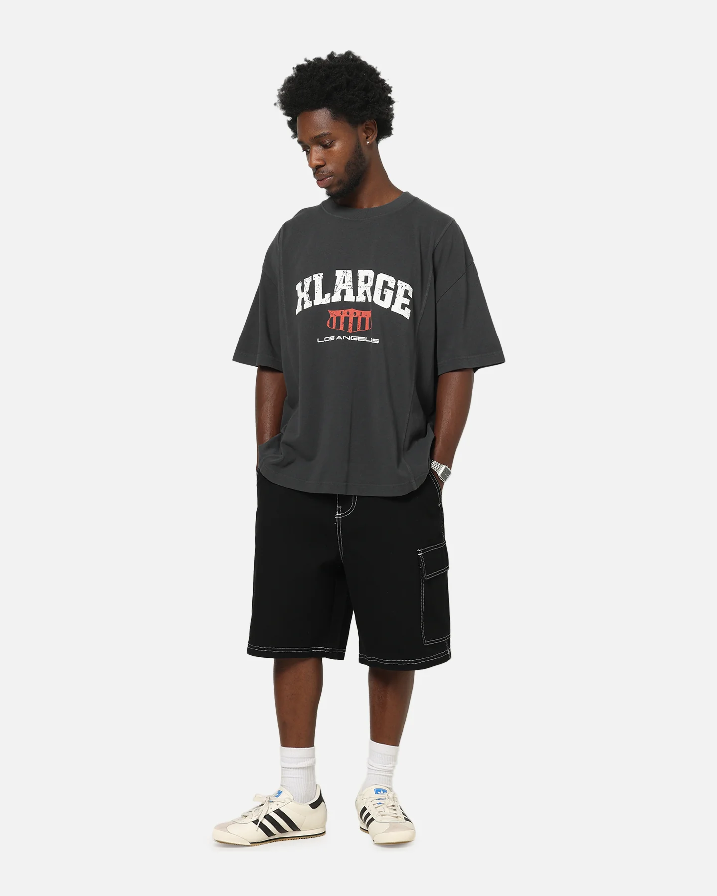 X-Large Italic Work Cargo Shorts Black - Image 2