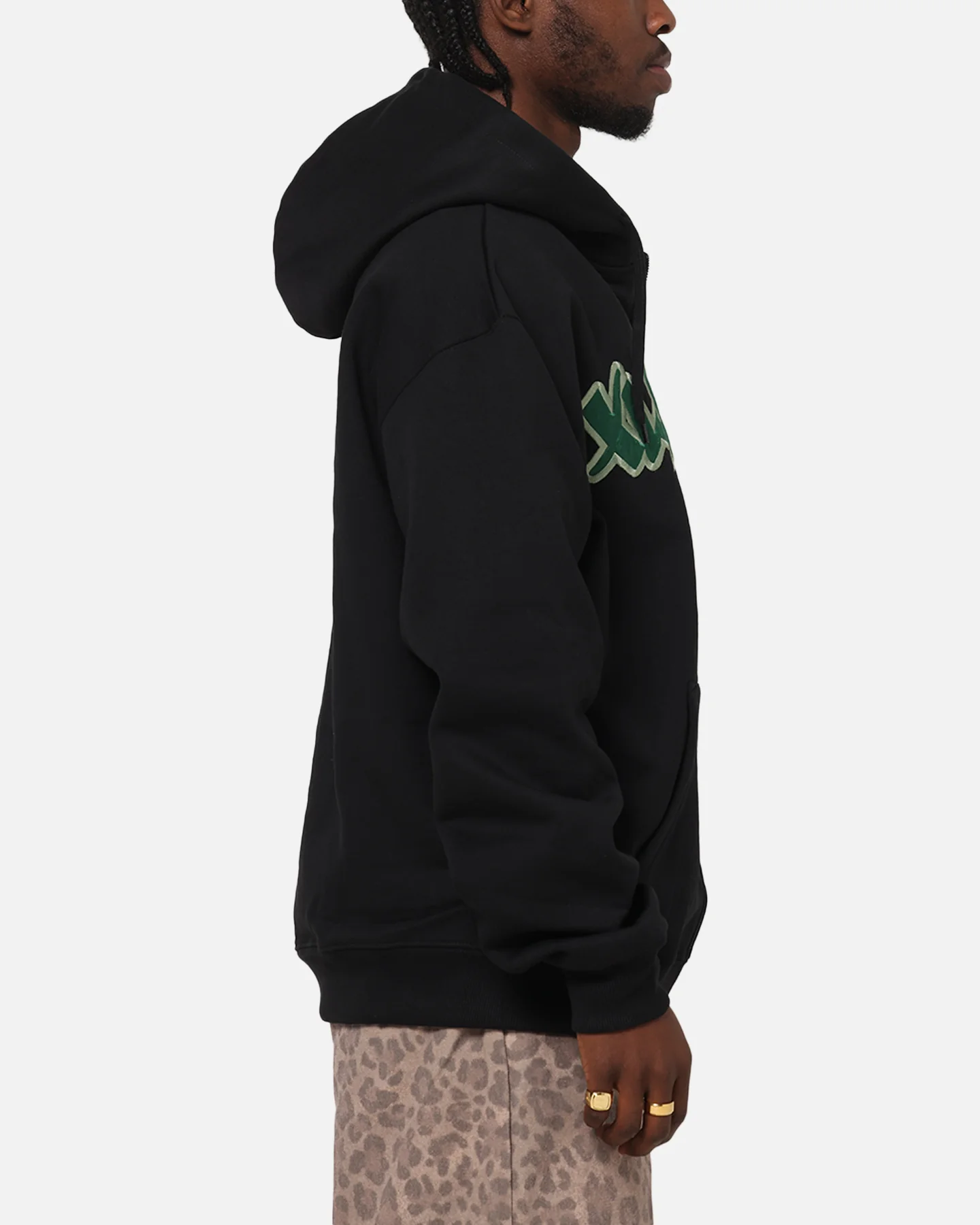 X-Large Mark Zip Through Hoodie Black - Image 4