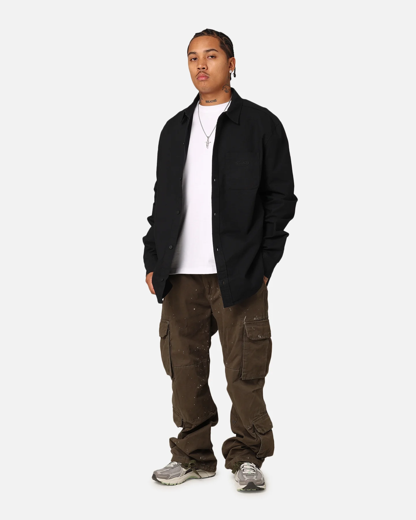 X-Large Oxford Long Sleeve Shirt Black - Image 2