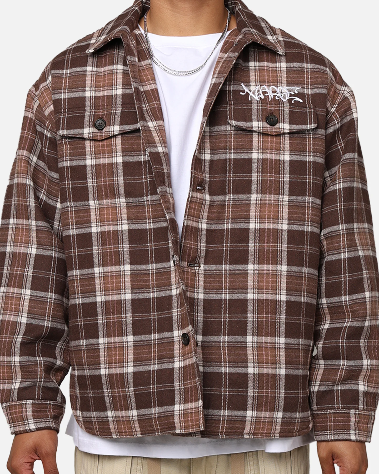 X-Large Quilted Flannel Shirt Brown - Image 2