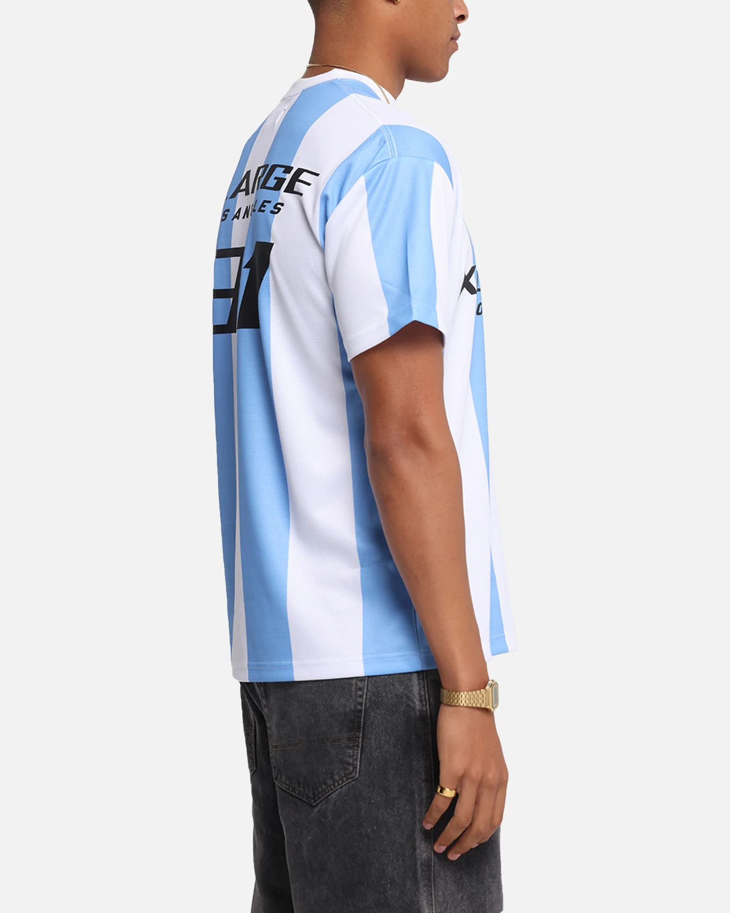 X-Large Slanted Football T-Shirt Blue/White - Image 5