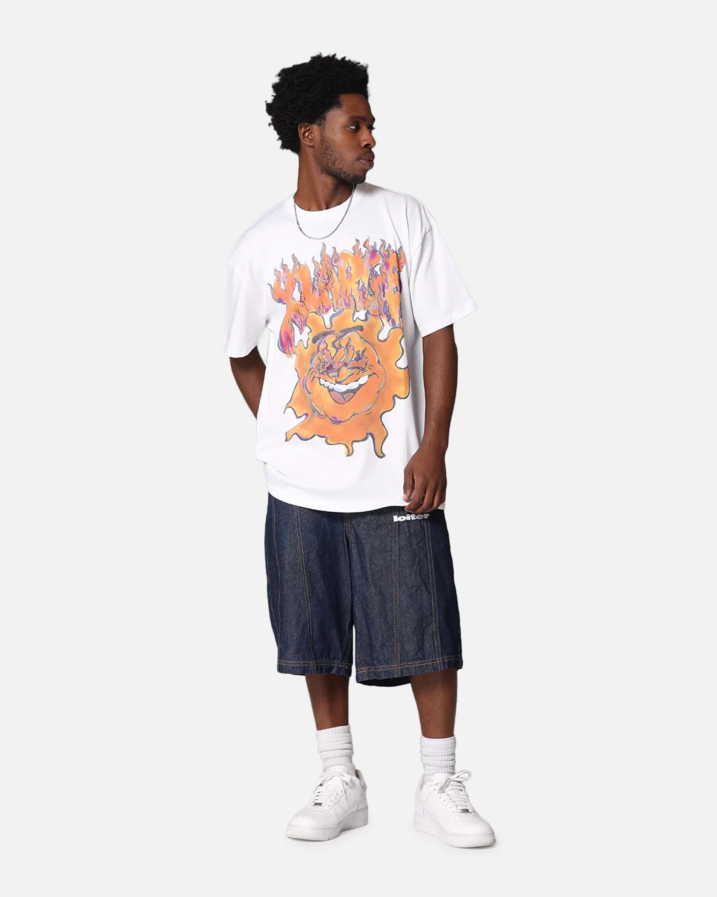 X-Large XL Burning T-Shirt Solid White - Image 2