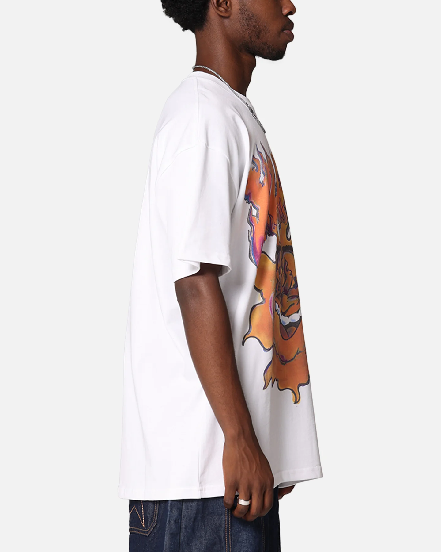 X-Large XL Burning T-Shirt Solid White - Image 4