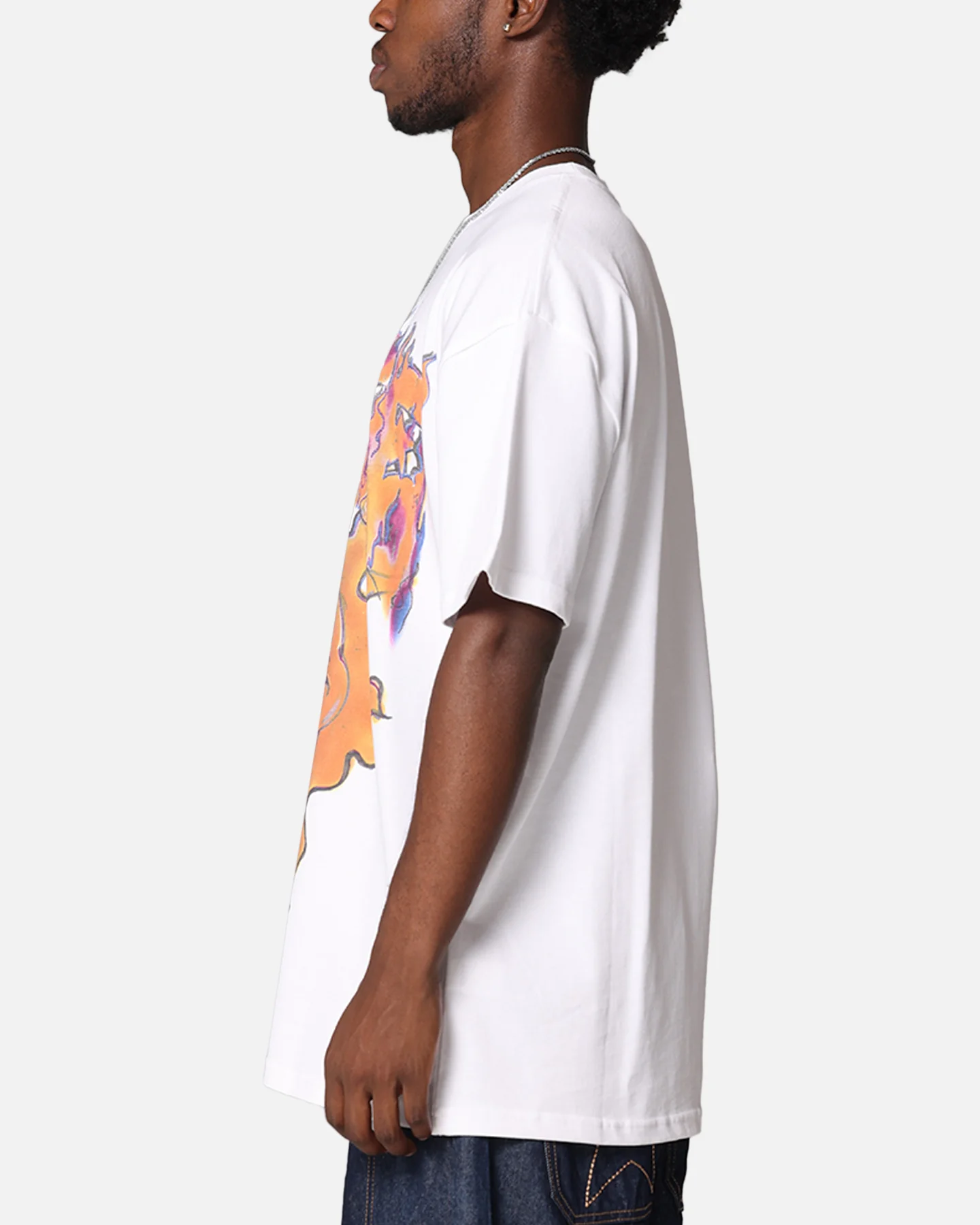 X-Large XL Burning T-Shirt Solid White - Image 5