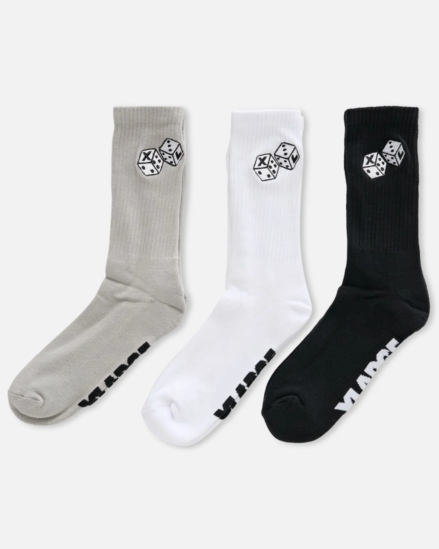 X-Large XL Dice Crew Socks 3 Pack Black