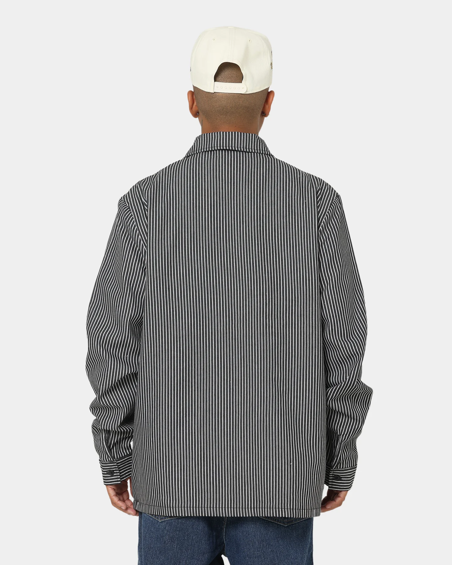 XLARGE Pinstripe Long Sleeve Zip Shirt Black - Image 4