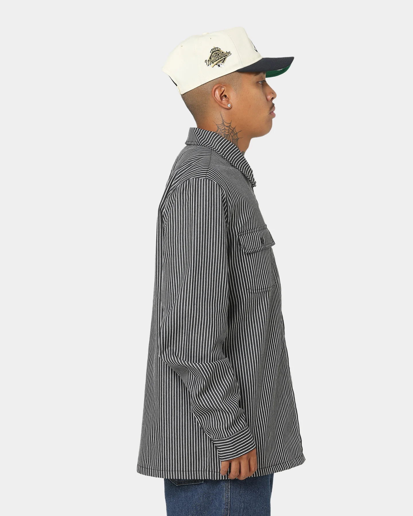 XLARGE Pinstripe Long Sleeve Zip Shirt Black - Image 5