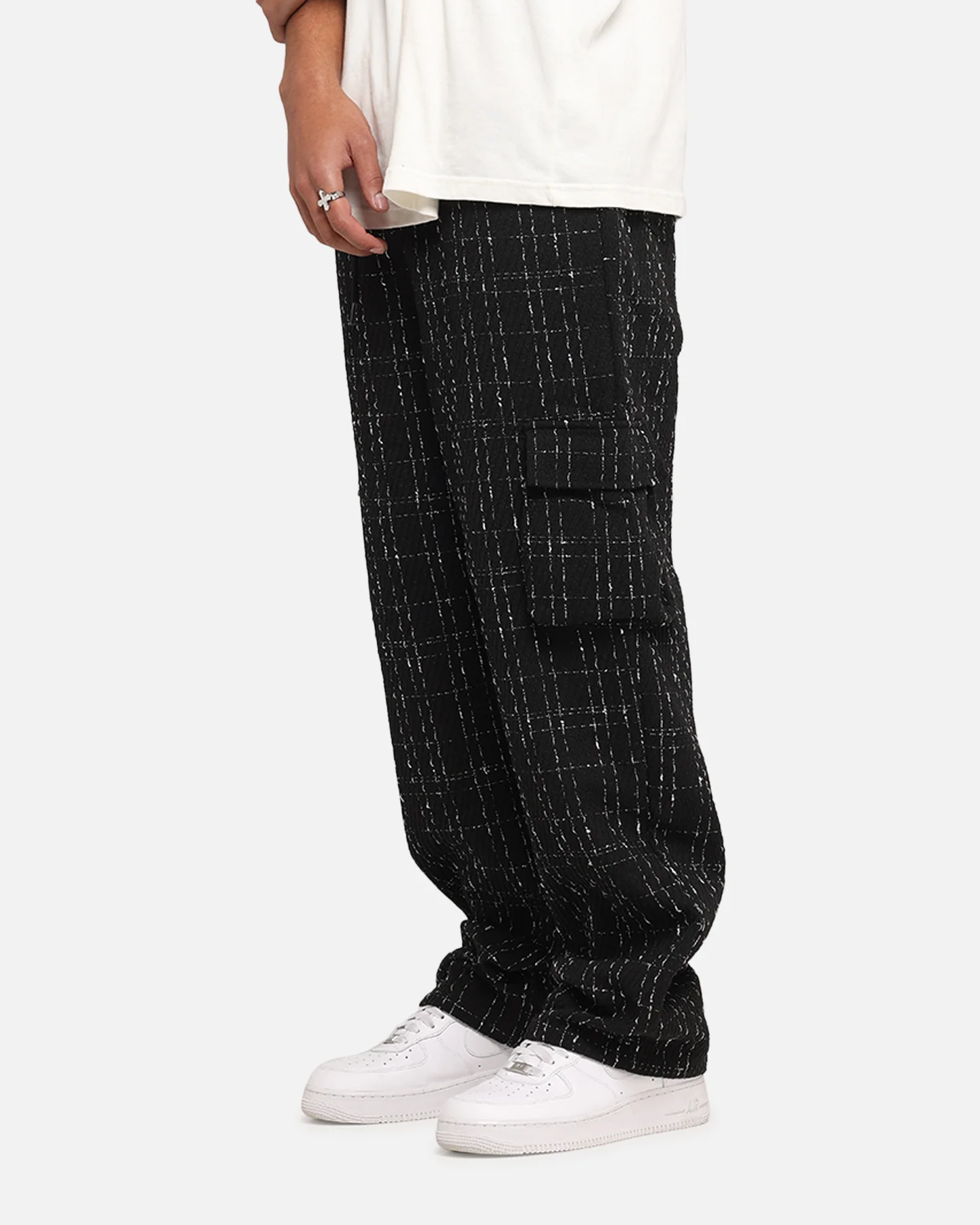 XXIII Boucle Tweed Cargo Pants Black - Image 6