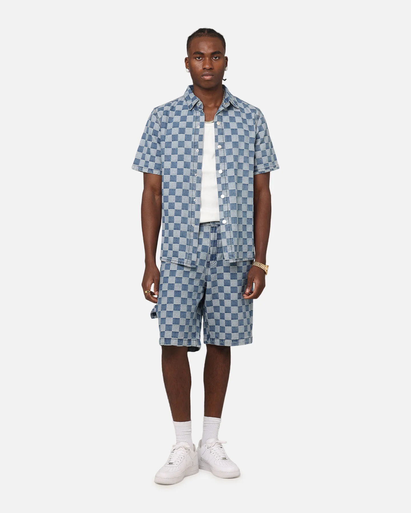 XXIII Checker Board Button Up Shirt Blue - Image 2