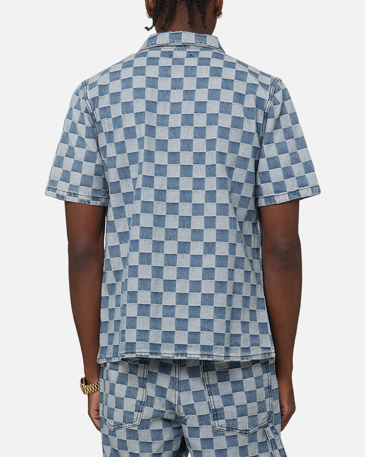 XXIII Checker Board Button Up Shirt Blue - Image 3