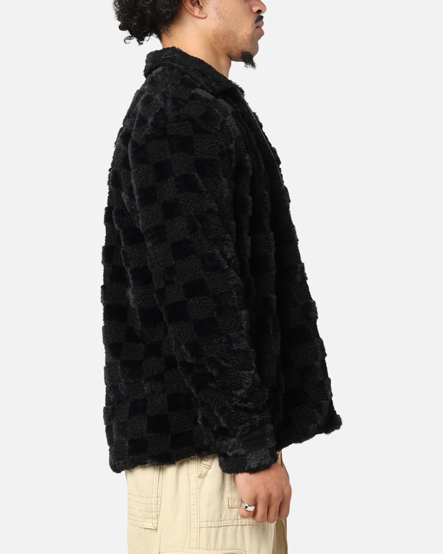XXIII Checkerboard Fur Jacket Black - Image 4