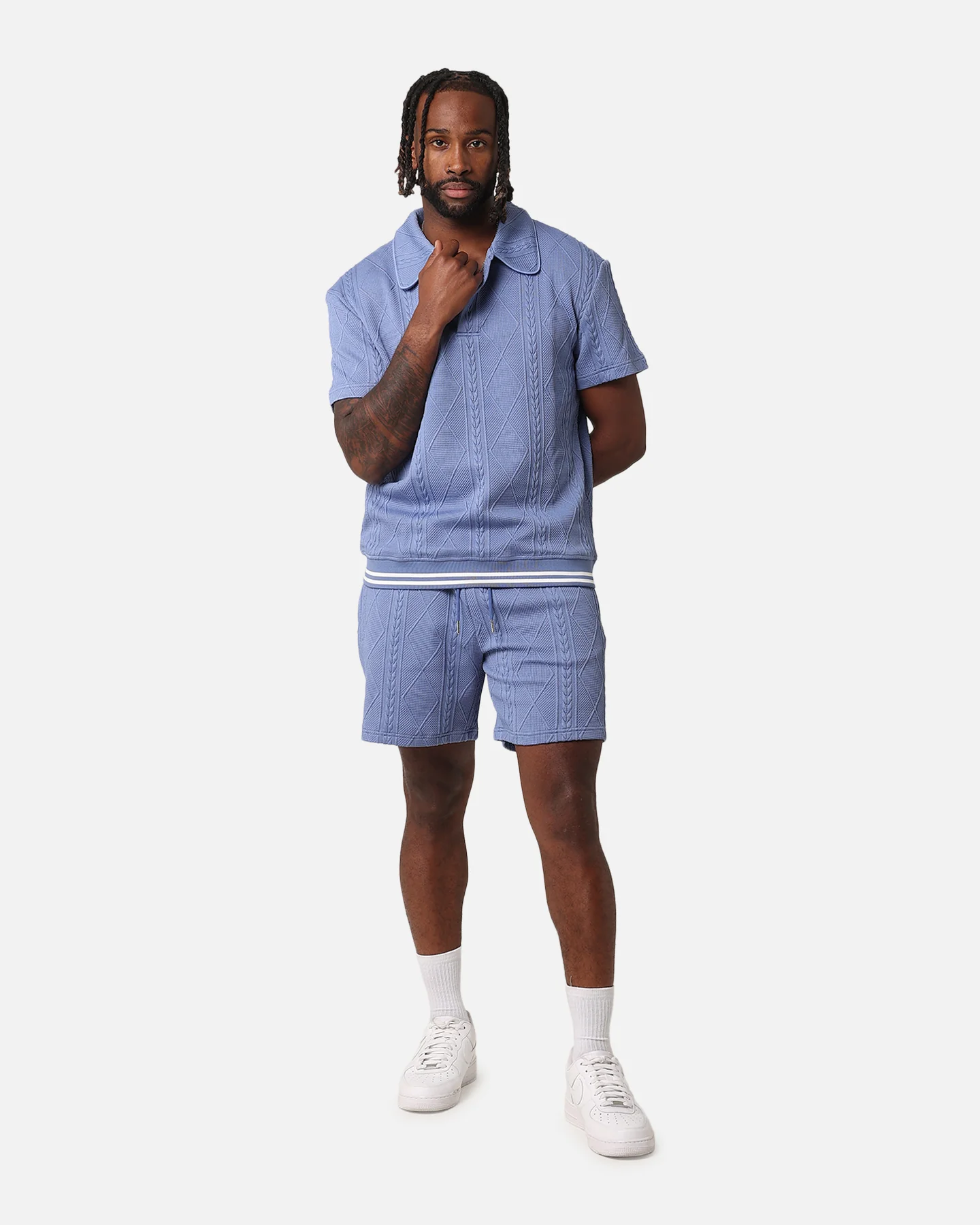 XXIII Danny Knit Polo Shirt Floral Blue - Image 2