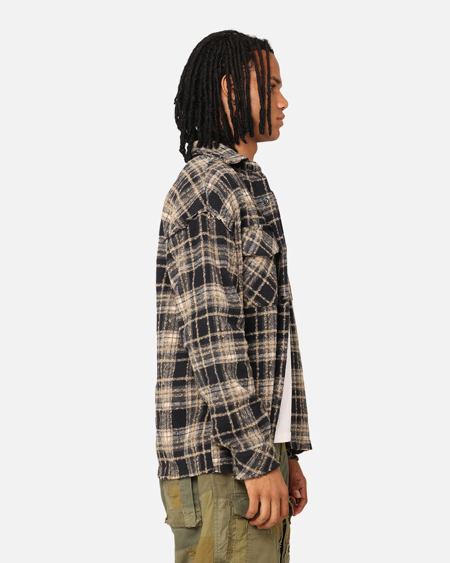 XXIII Distressed Flannel Jacket Navy/Cream - Image 5