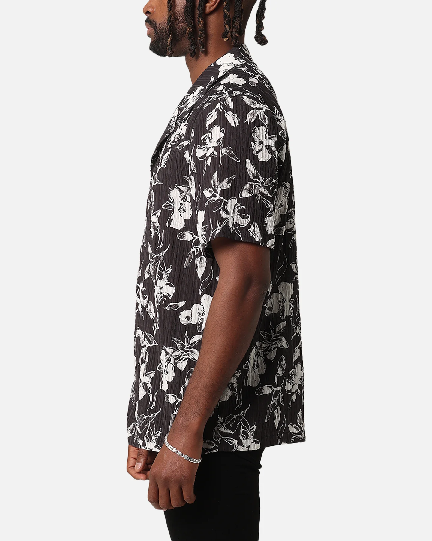 XXIII Floral Textured Button Up Shirt Black/White - Image 5