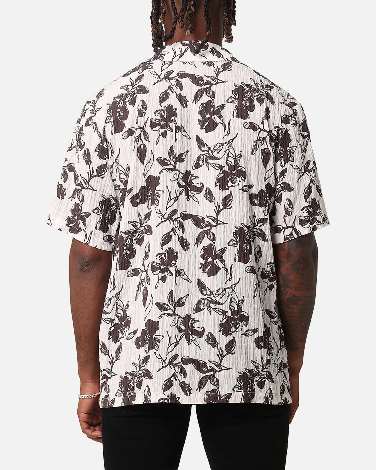 XXIII Floral Textured Button Up Shirt White/Black - Image 3