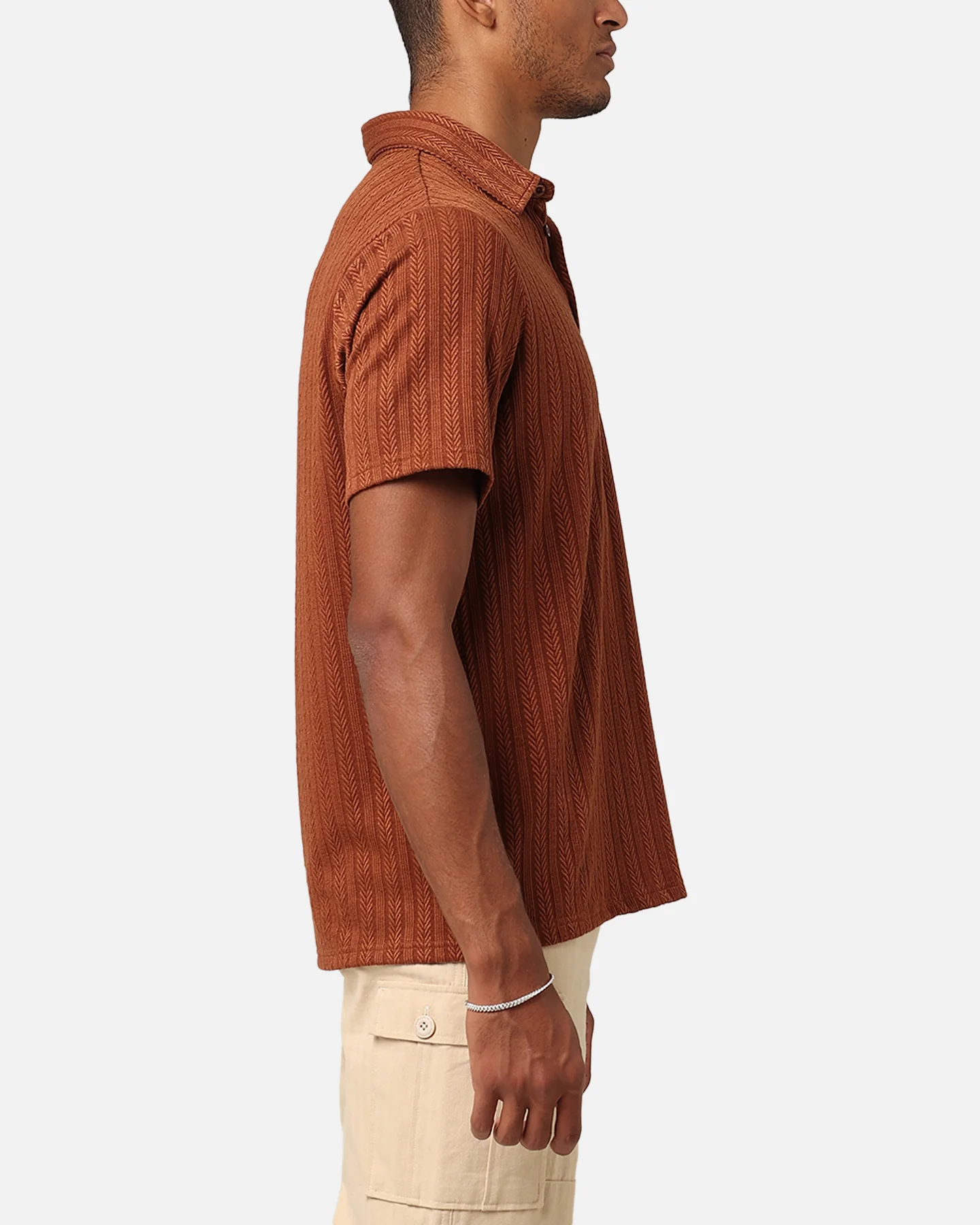 XXIII Herringbone Cable Polo Shirt Brown - Image 4