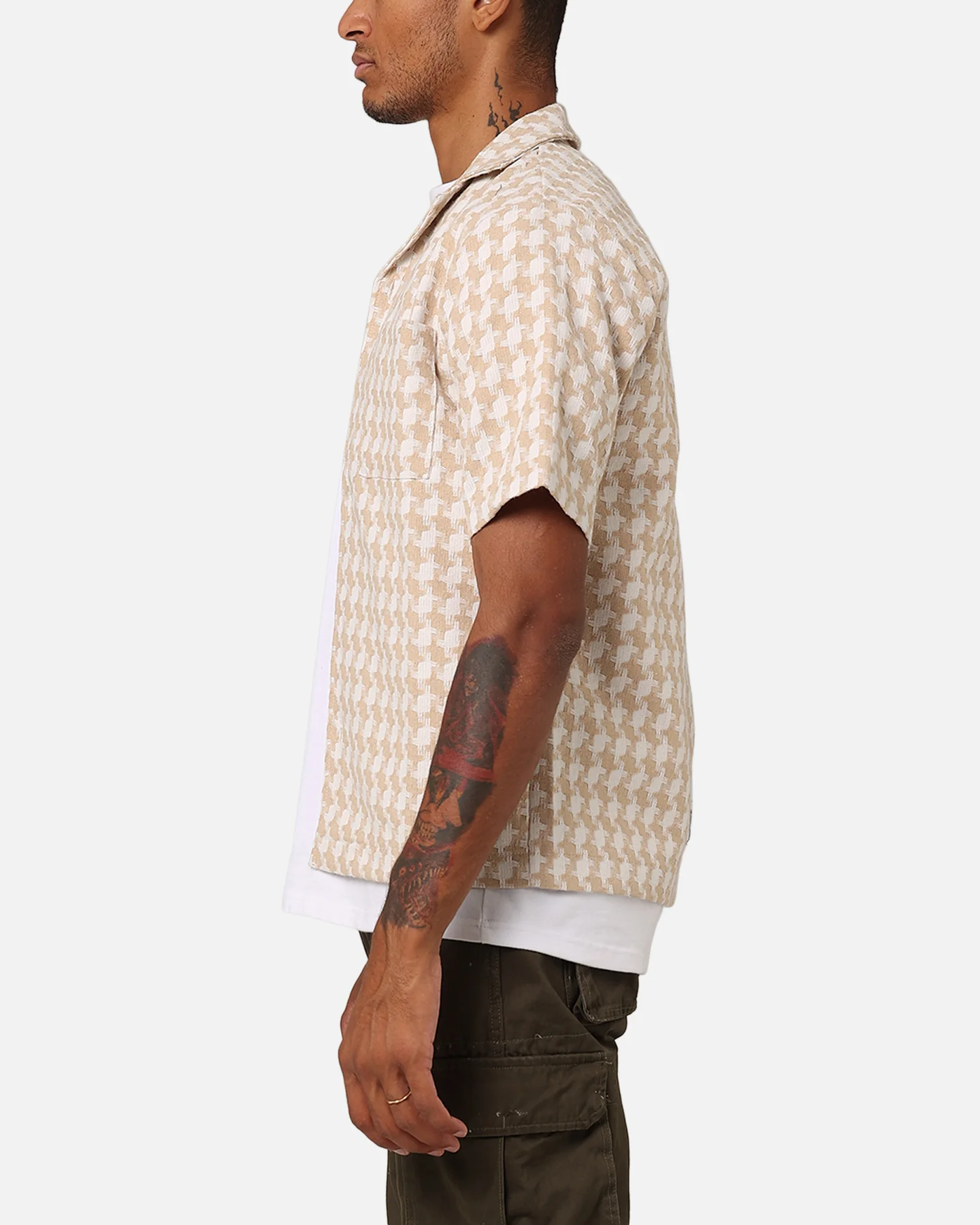 XXIII Jacquard Weave Button Up Shirt Cream/White - Image 5