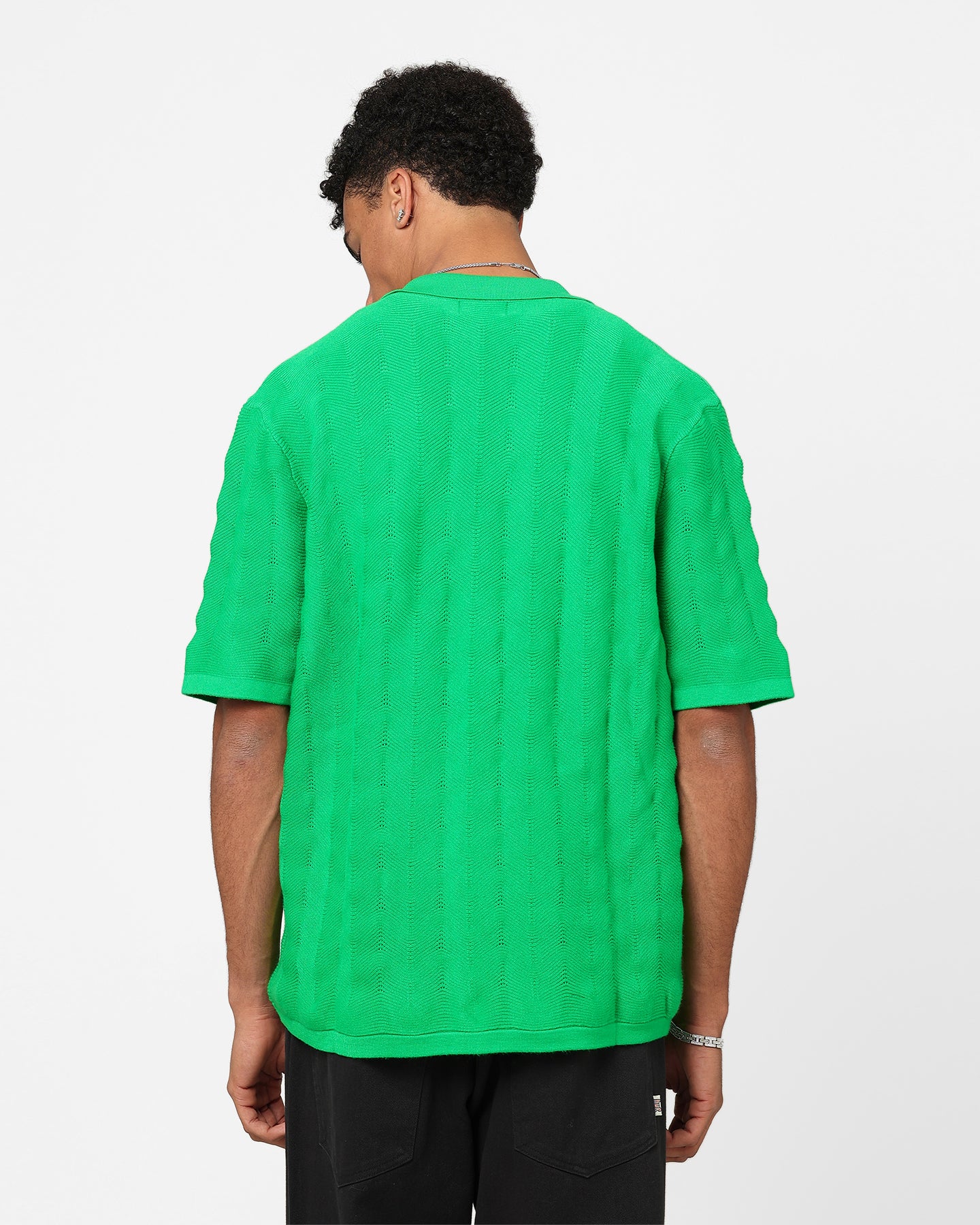 XXIII Lorenzo Knit Button Up Shirt Green - Image 4
