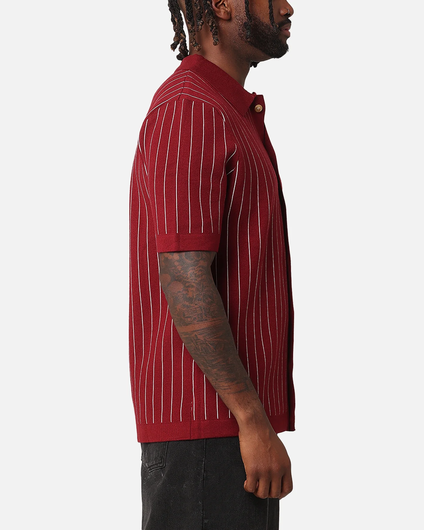 XXIII Nicholas Knit Button Up Shirt Deep Red - Image 4