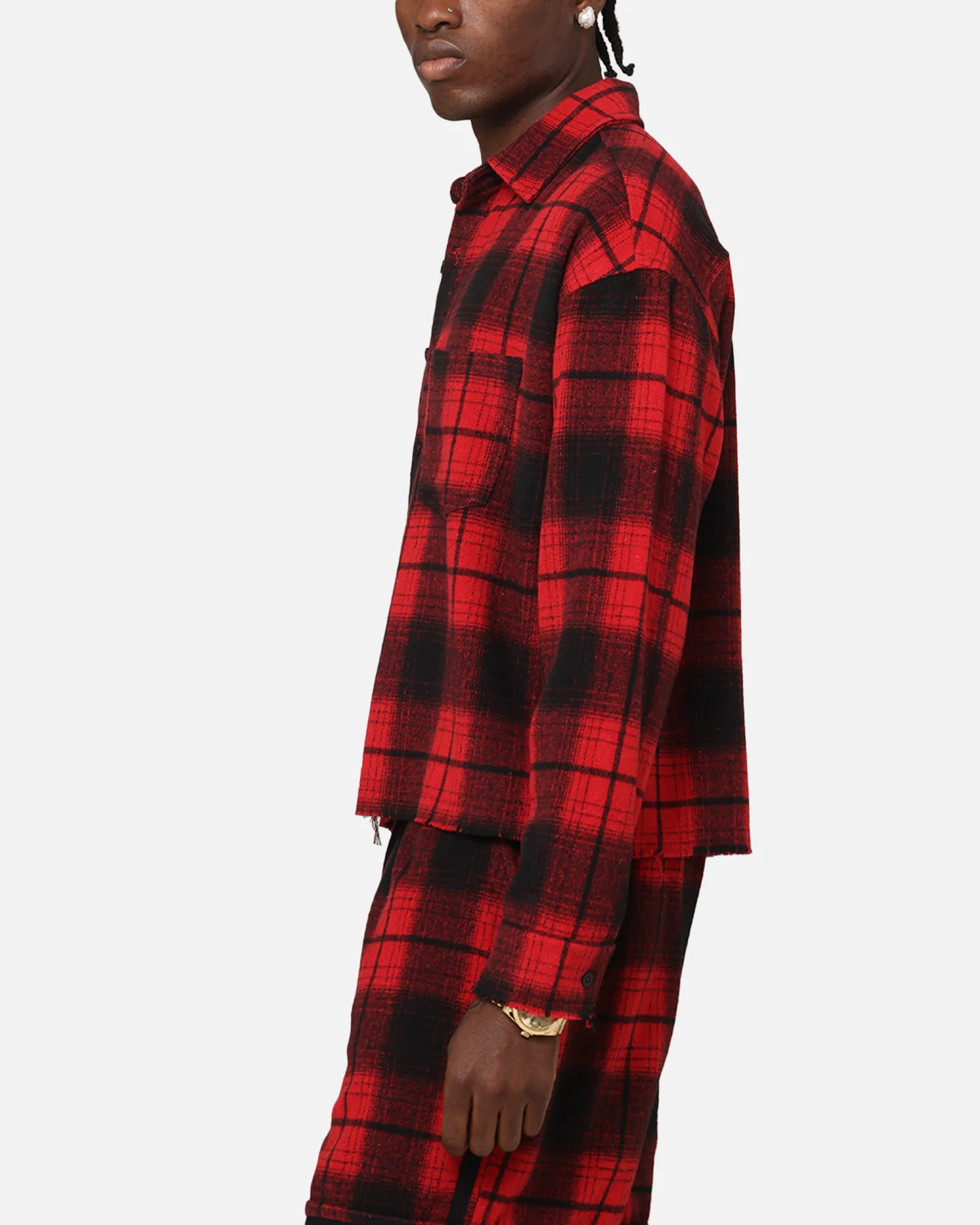 XXIII Plaid Long Sleeve Overshirt Red - Image 4
