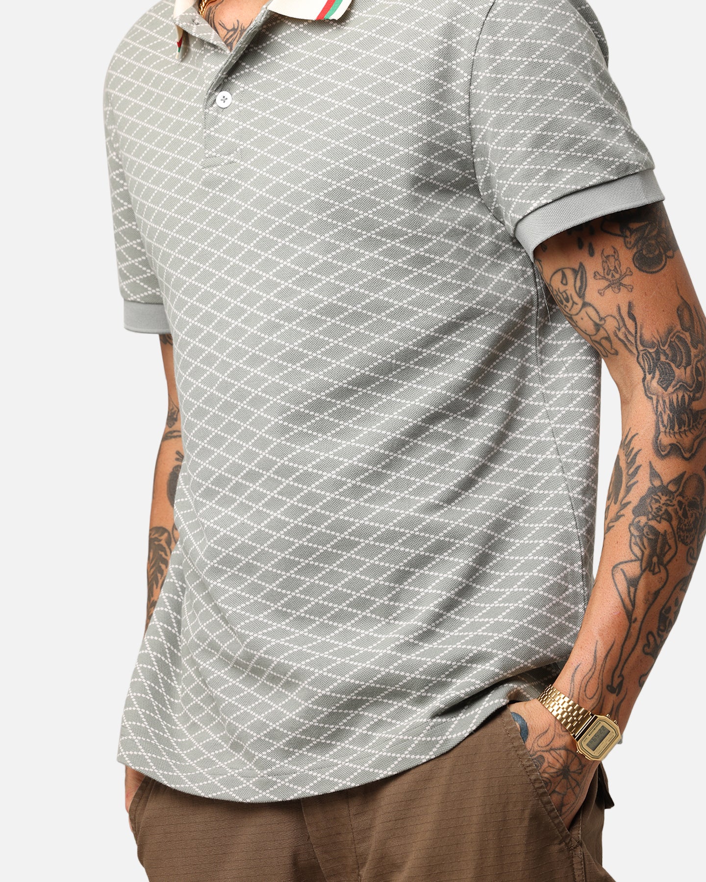 XXIII Printed Polo Shirt Olive - Image 6