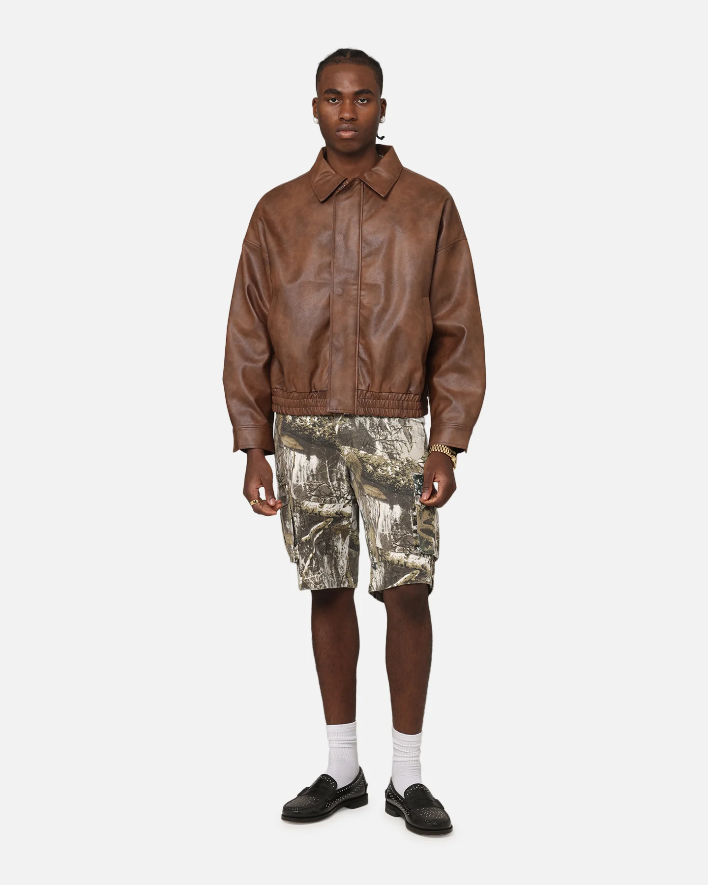 XXIII Vegan Leather Flight Jacket Brown - Image 2