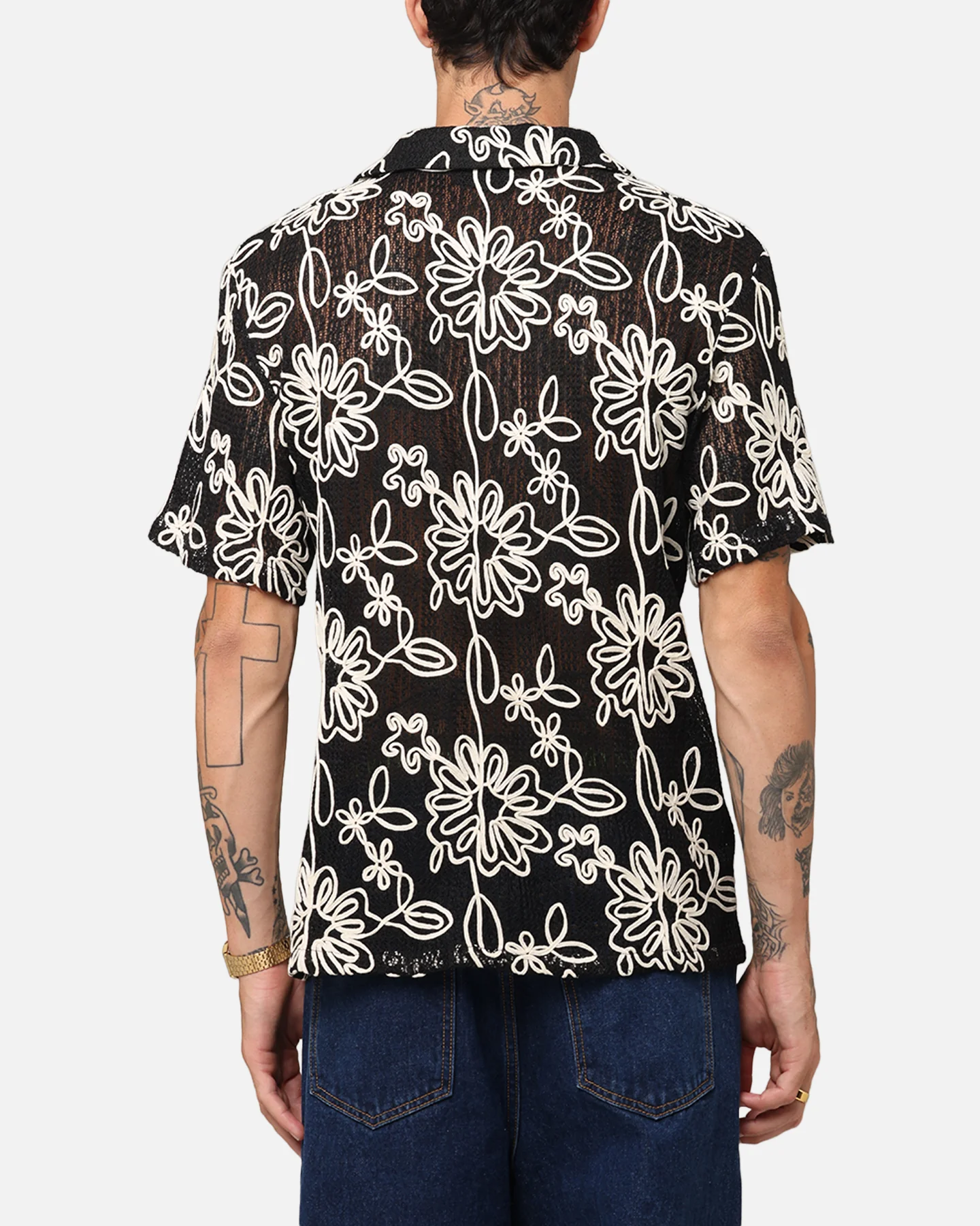 XXIII Resort Knit Button Up Shirt Black/Cream - Image 4
