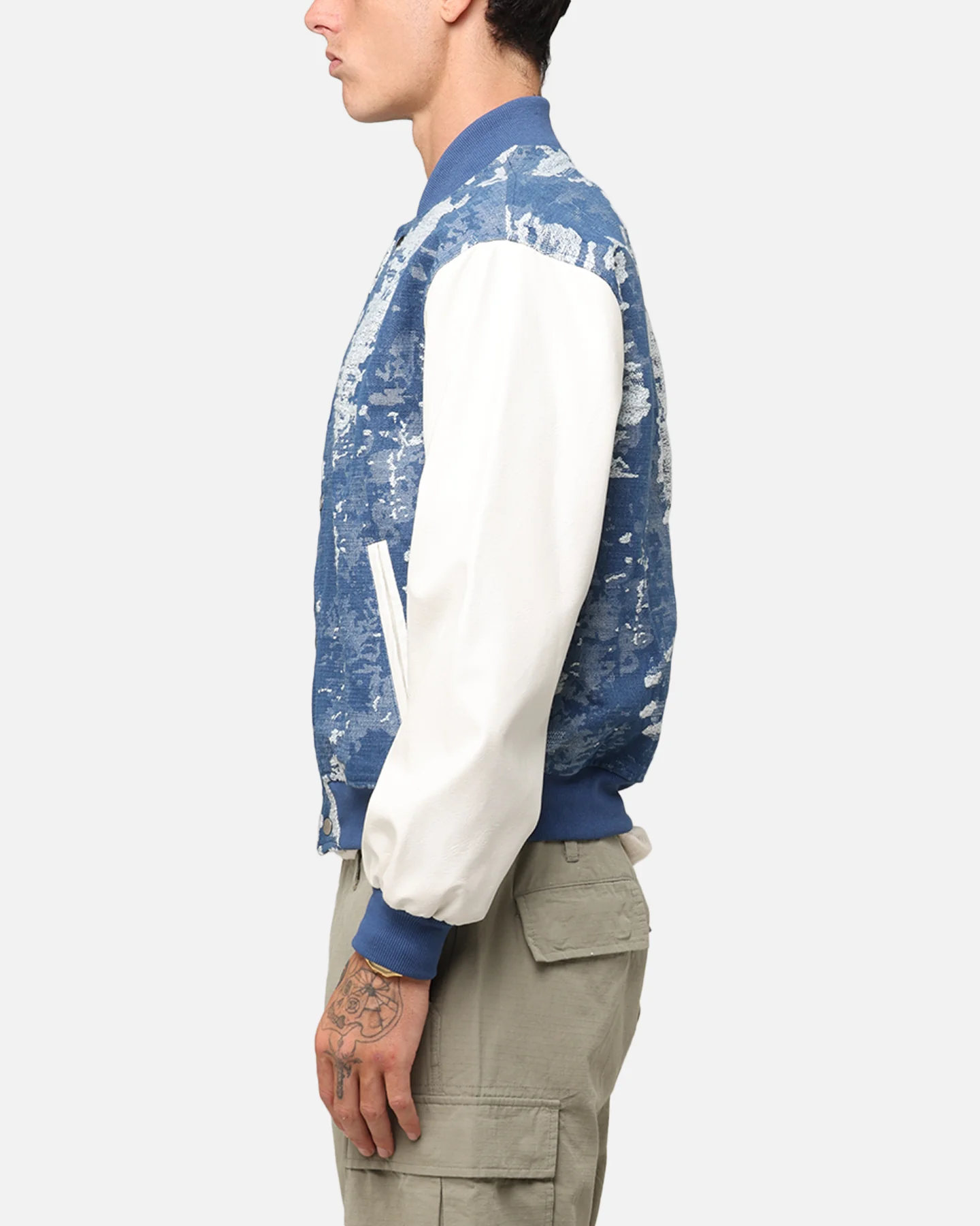 XXIII Textured Varsity Jacket Blue/White - Image 4