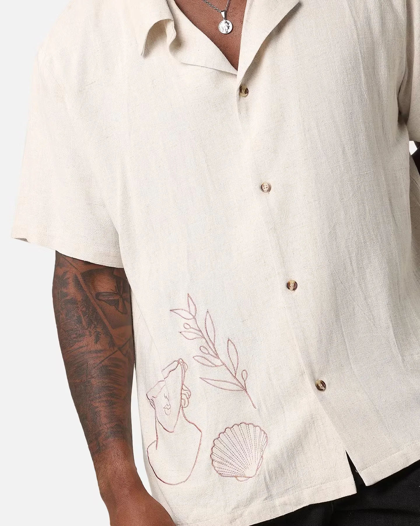 XXIII Venus Linen Button Up Shirt Oatmeal - Image 6