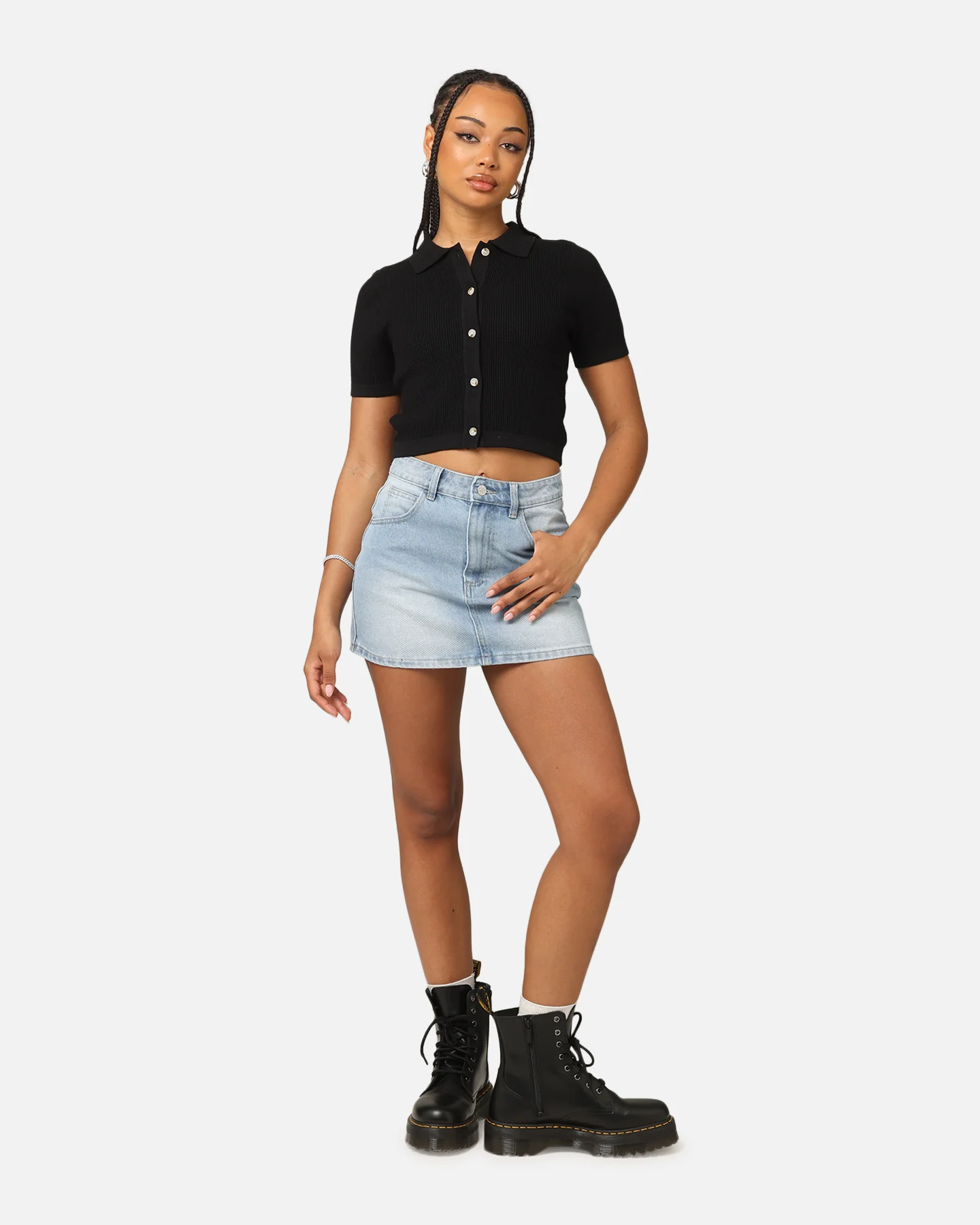 XXIII Women's Cropped Zyair Button Up Shirt Black - Image 2