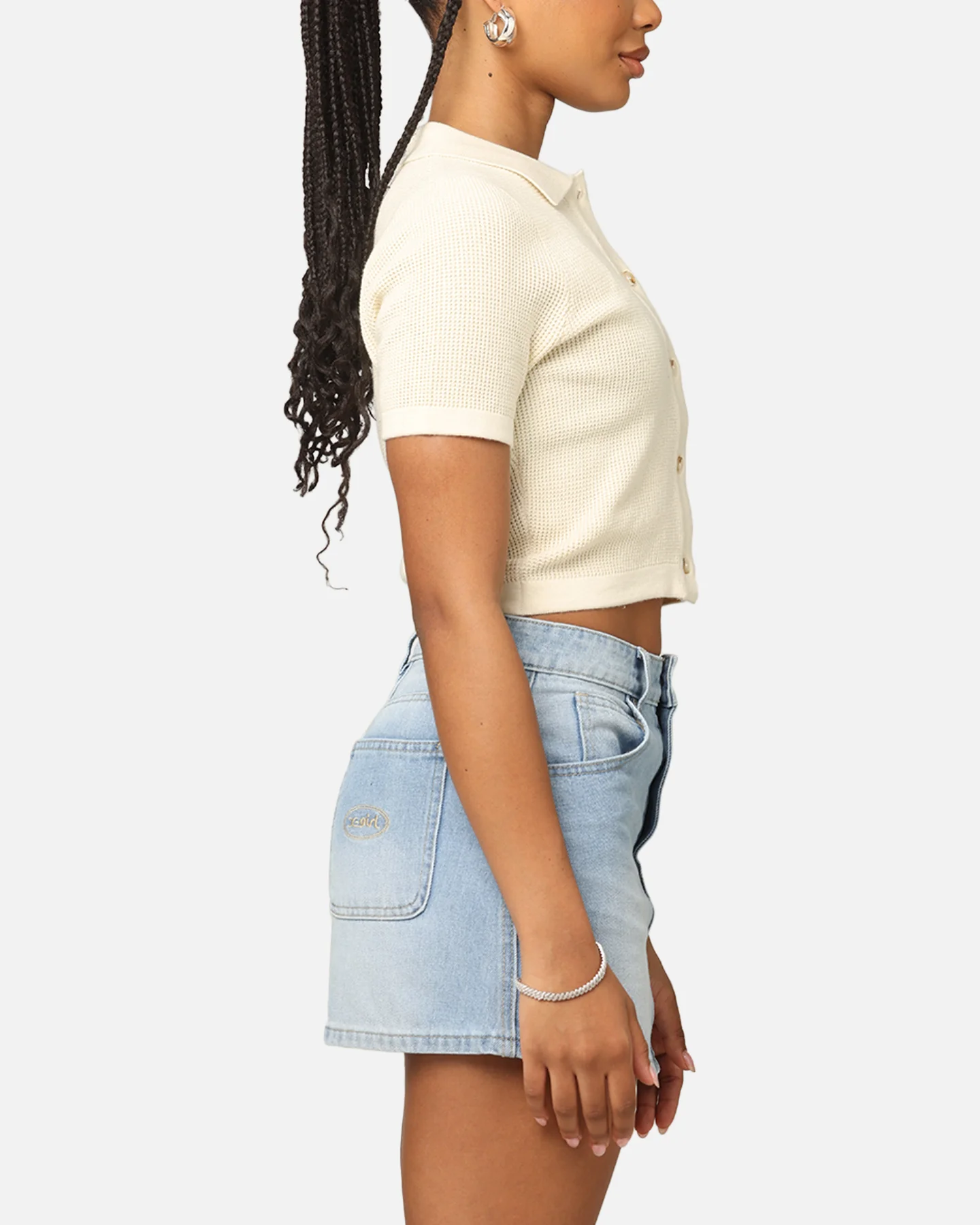 XXIII Women's Cropped Zyair Button Up Shirt Cream - Image 4