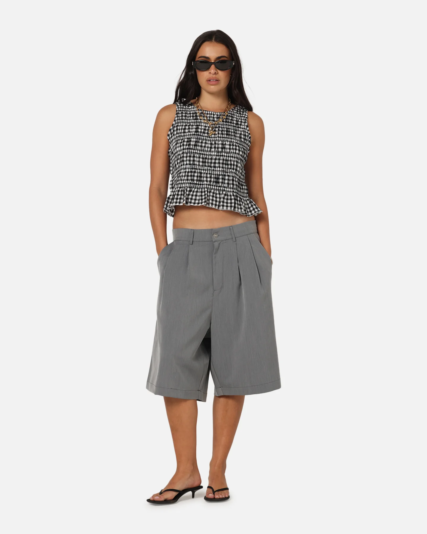 XXIII Women's Shirred Top Black Check - Image 2